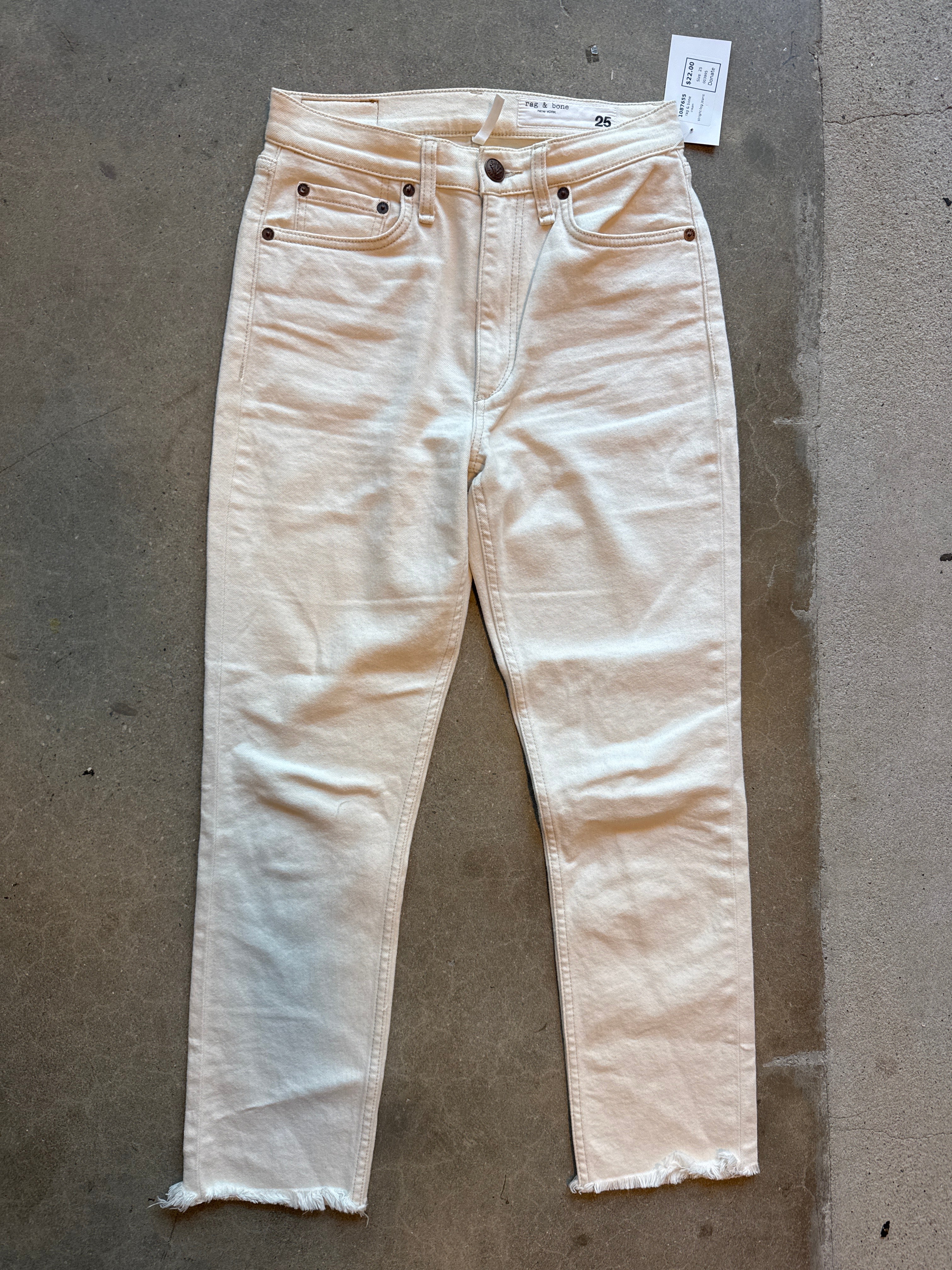 cream rag & bone stright leg jeans, 25
