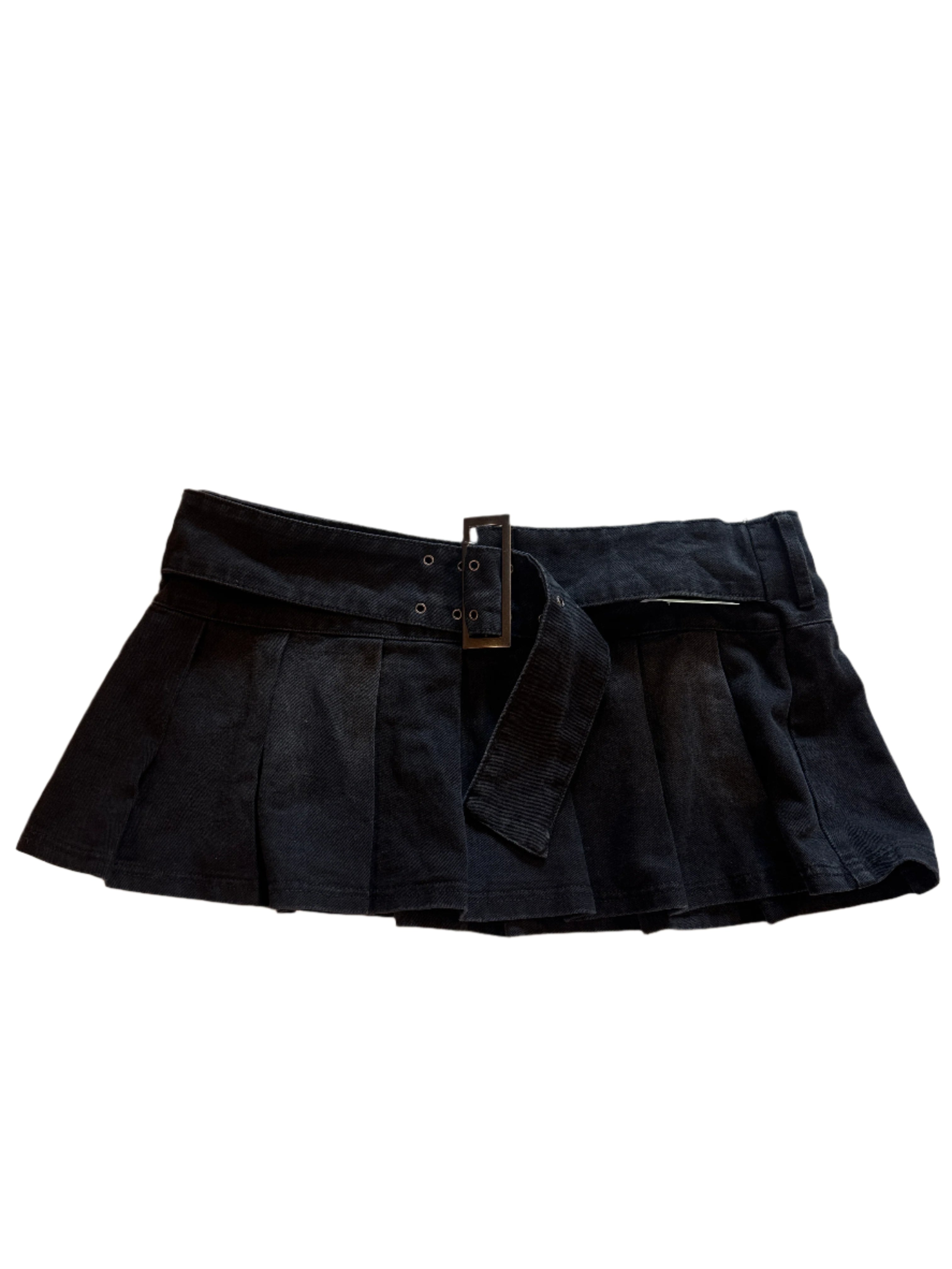 black fashion nova buckle denim mini, 1XL