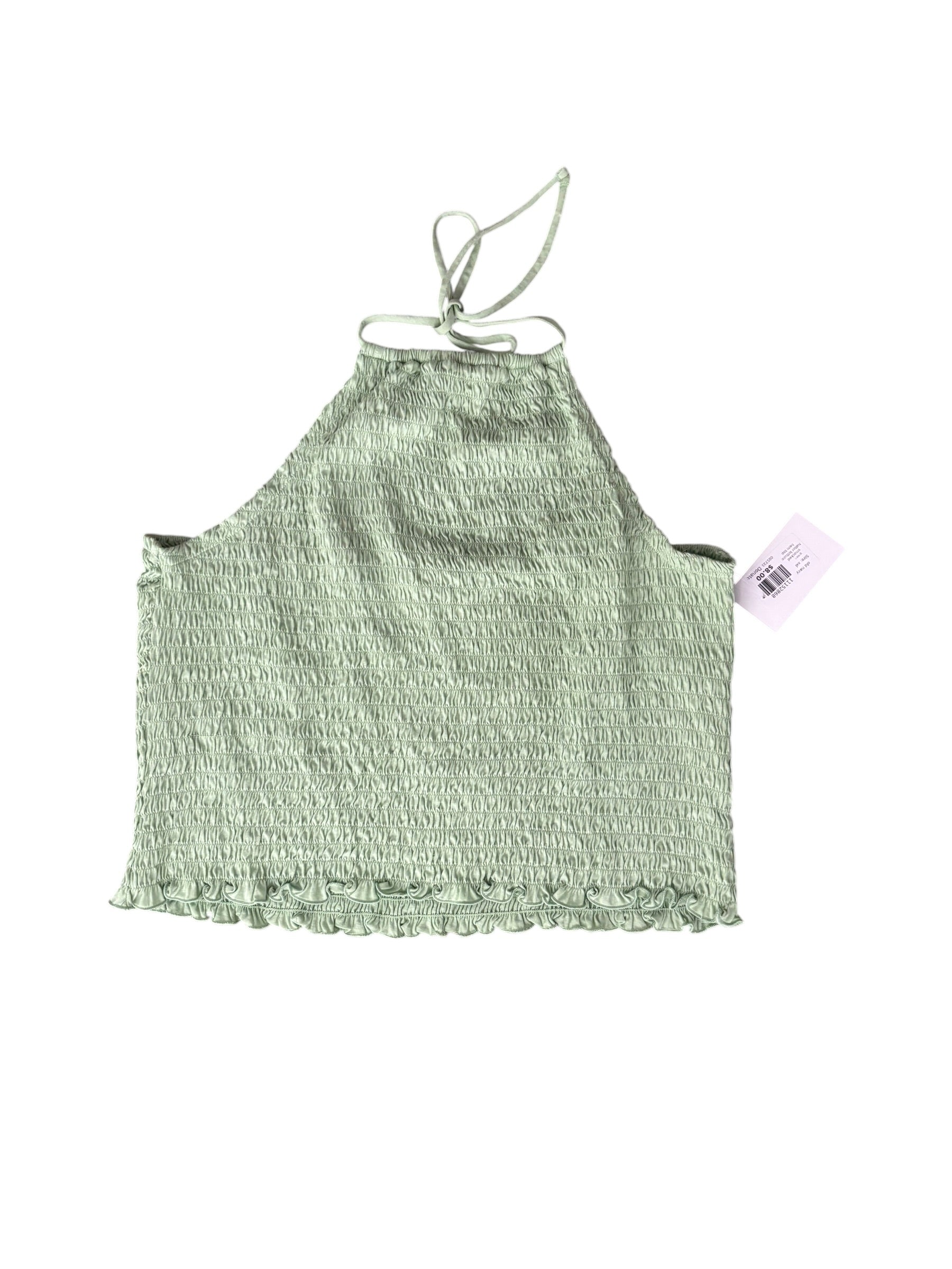 green old navy smocked halter lettuce hem top, xxl
