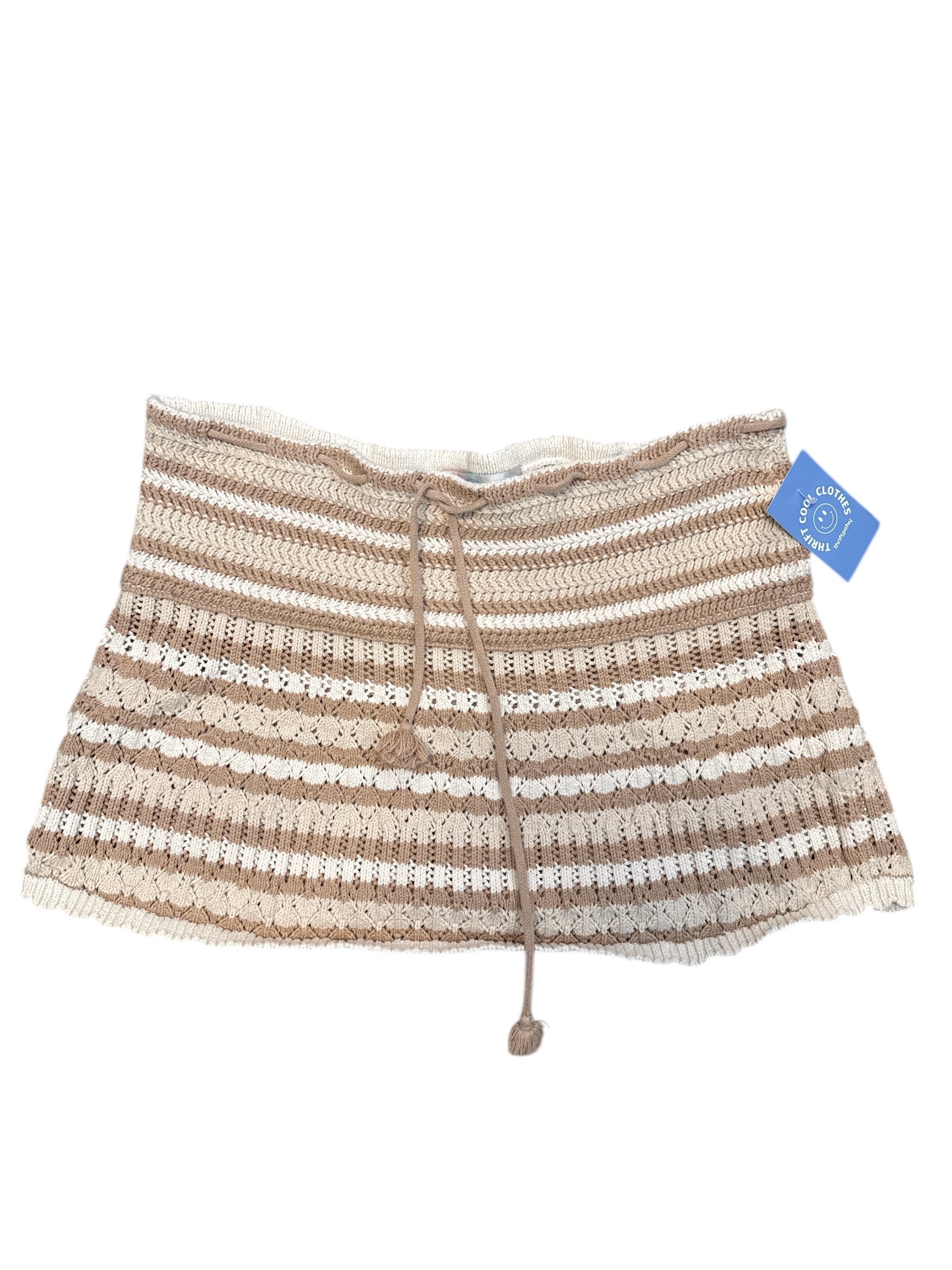 tan cream fp beach crochet mini skirt, m