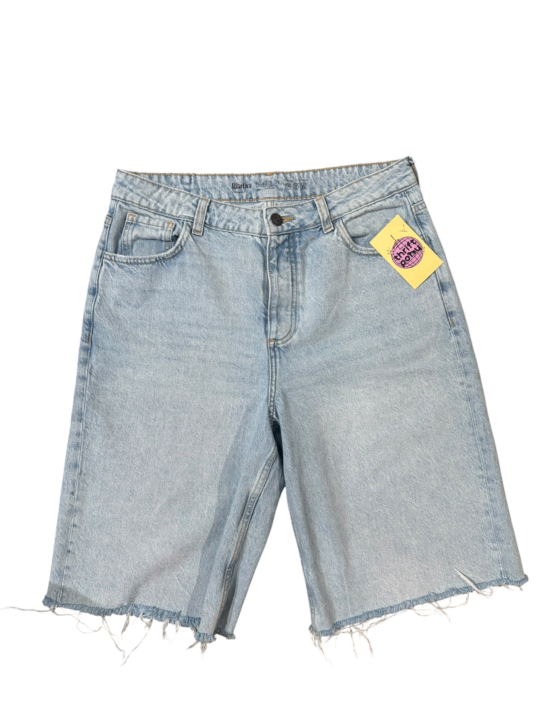 light wash rita ora x primark long cutoffs, 8
