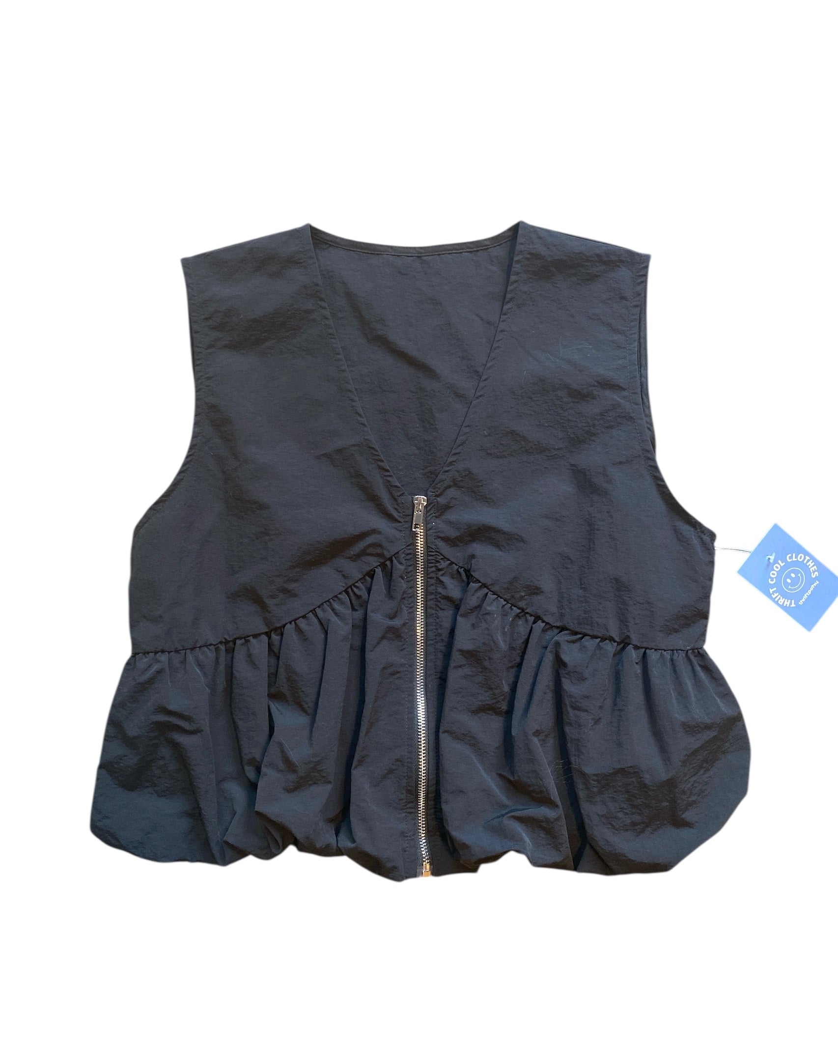Black Friful Peplum bubble zipper top, Xl