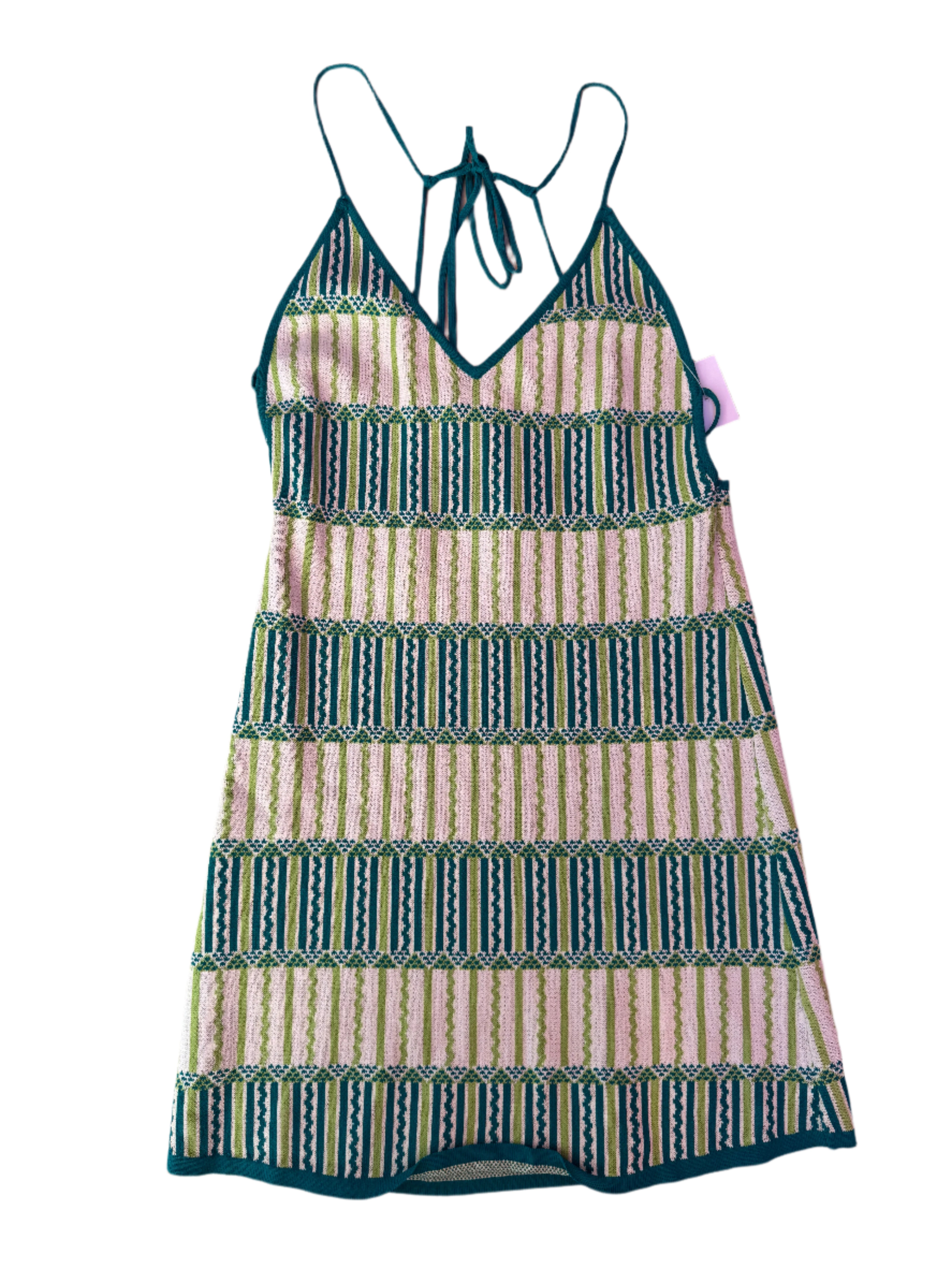 green blue zara thin strap pattern dress, s