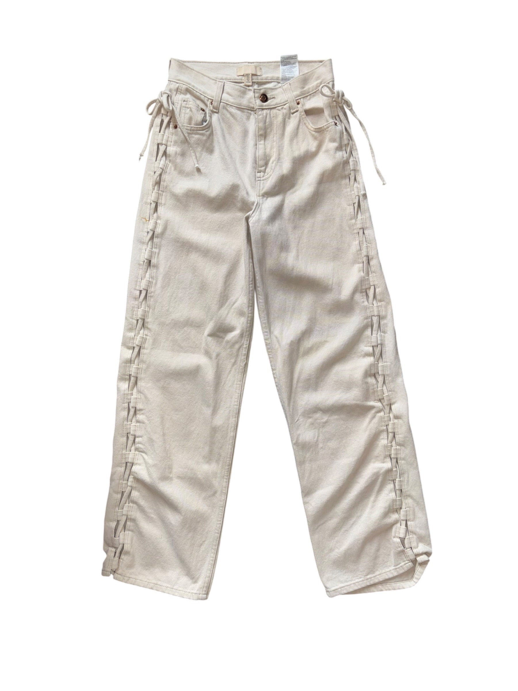 cream H&M lace up denim, 2