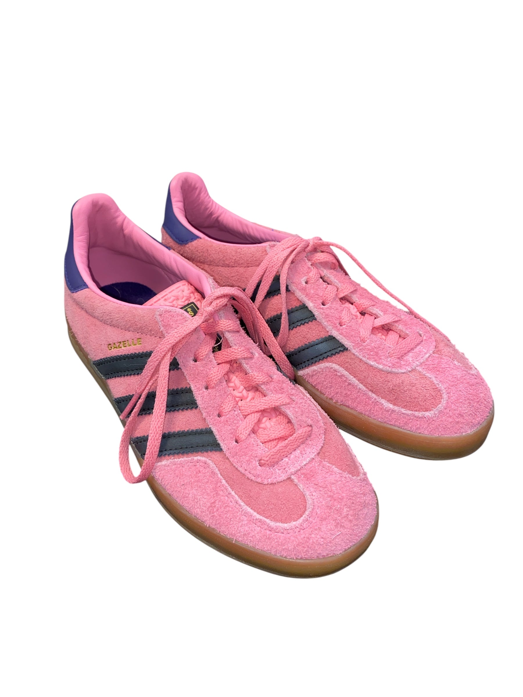 pink blue adidas lowtop gazelle sneakers, 7