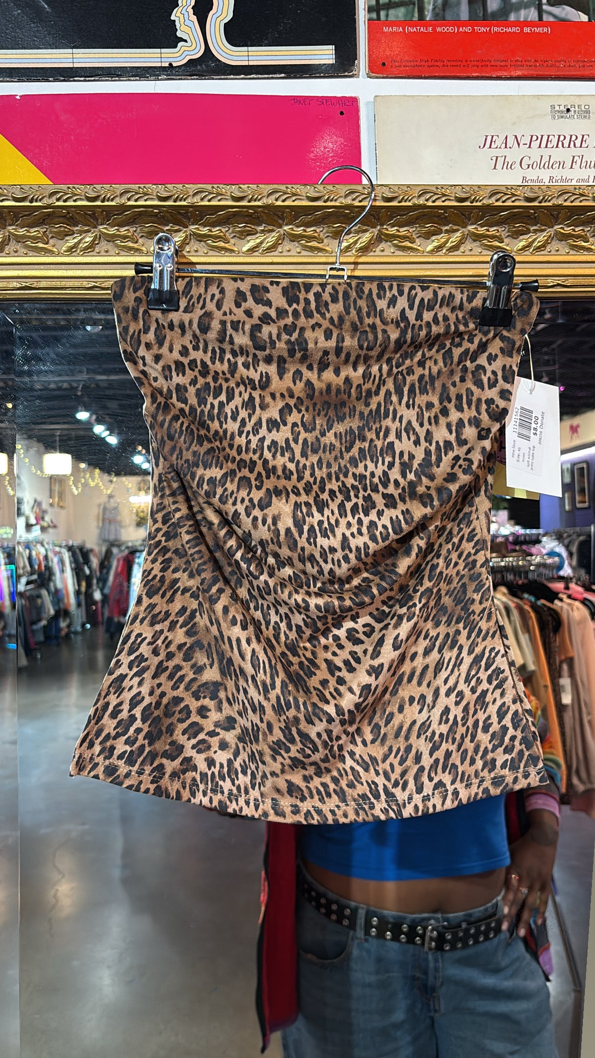 brown new love soft animal print tube top, xs