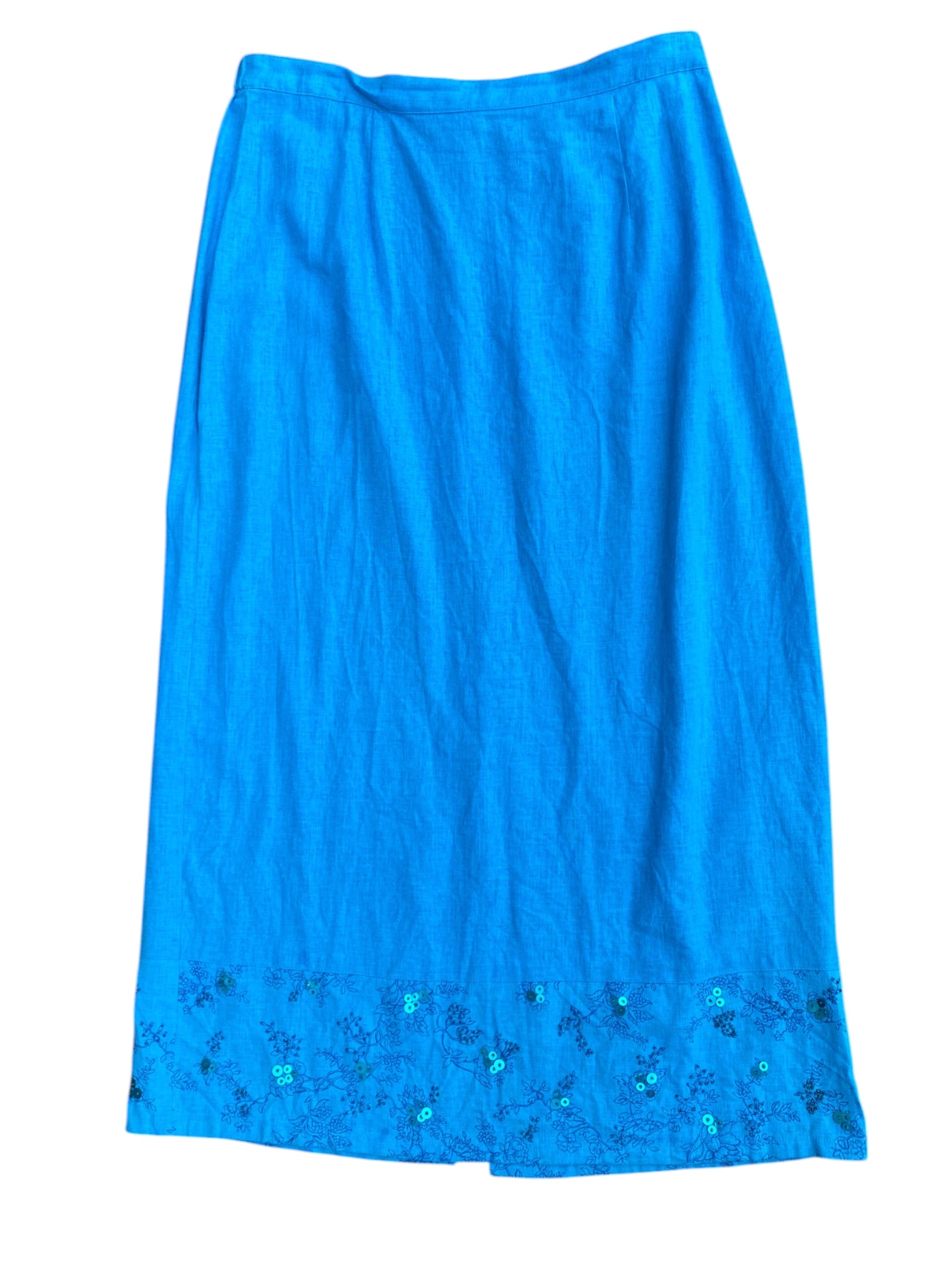 Blue sag harbor Bedazzled hem maxi skirt, 14