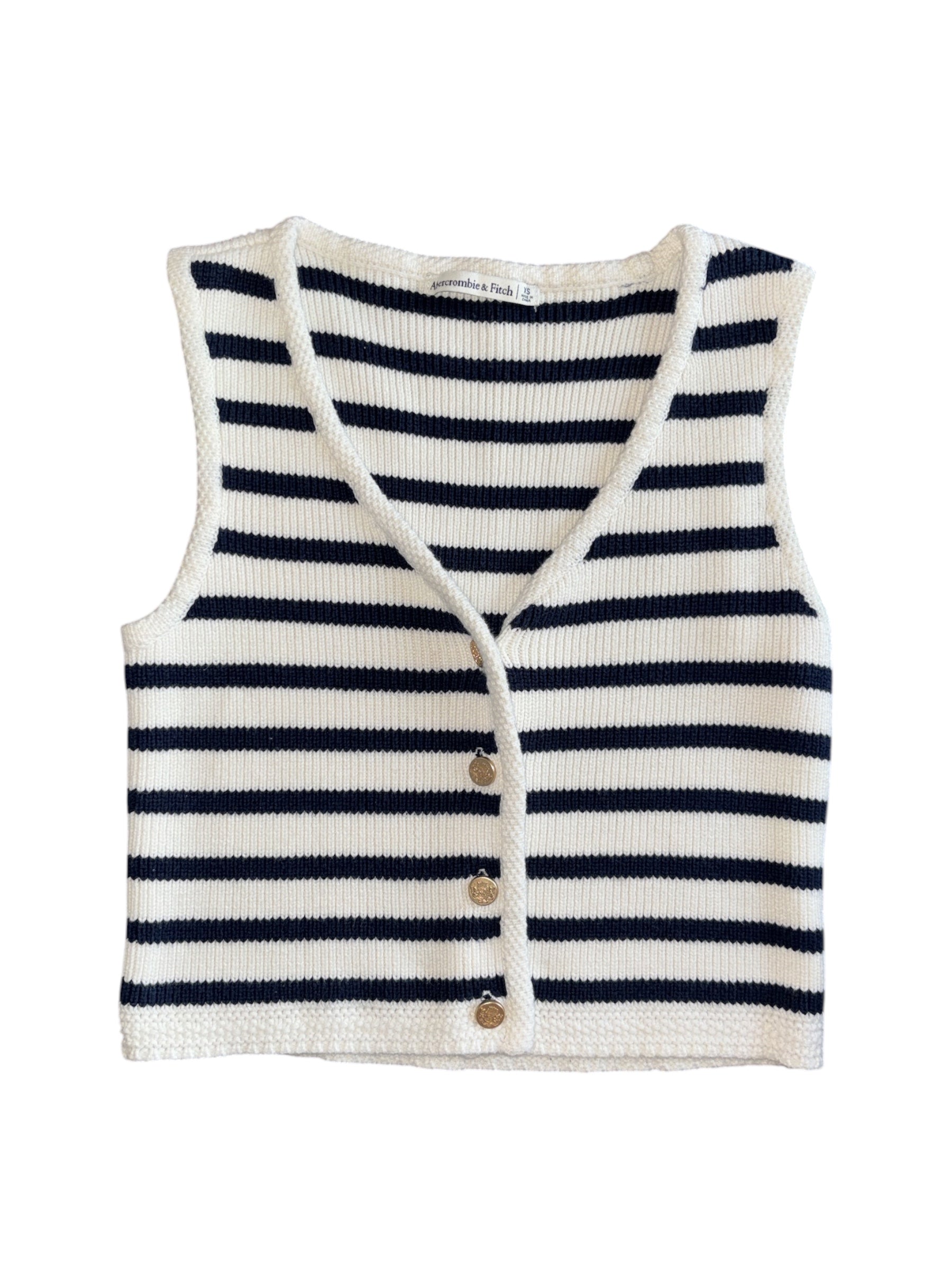 navy white abercrombie striped vest tank, xs