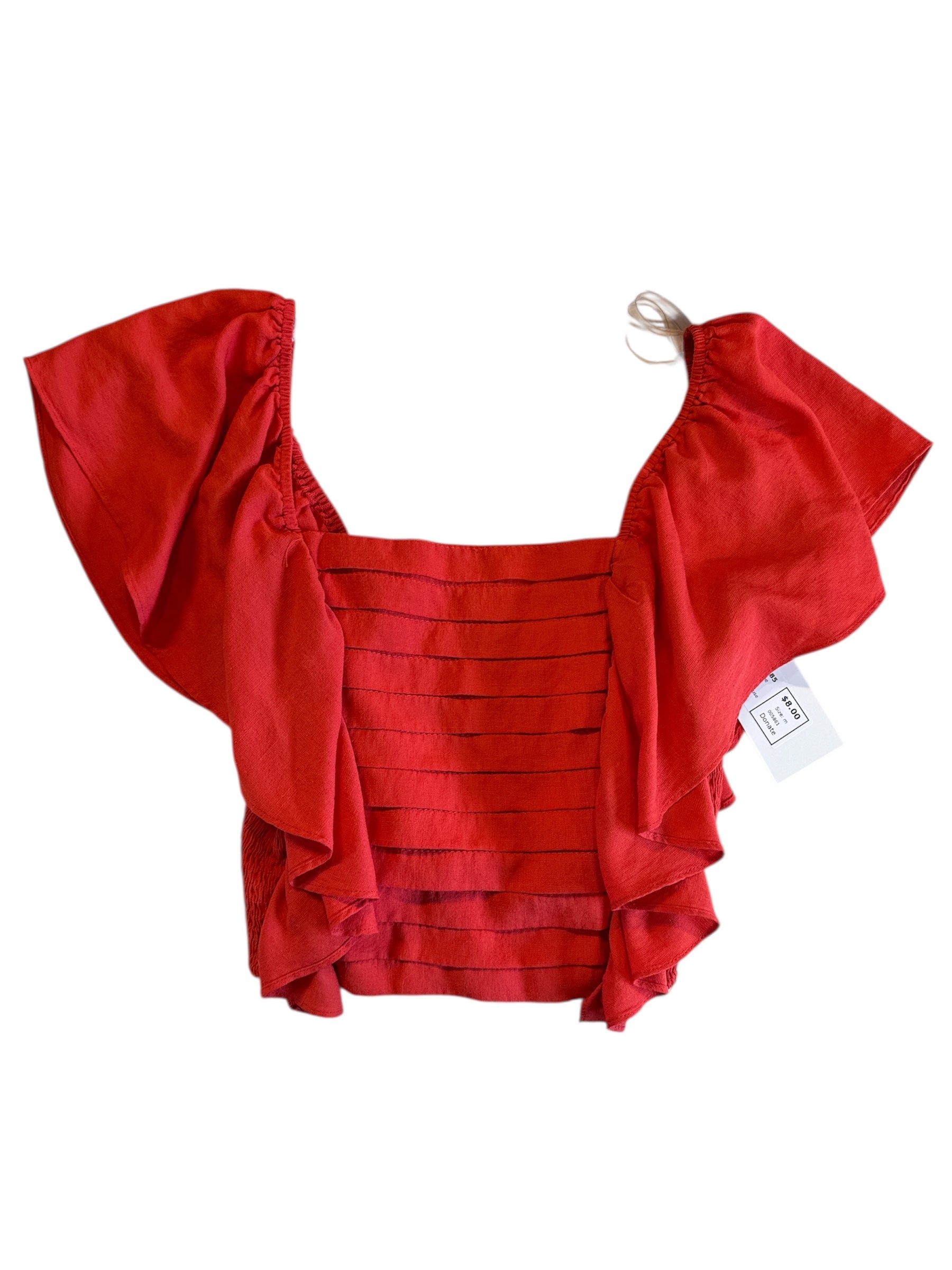 orange vestique layered blouse, m