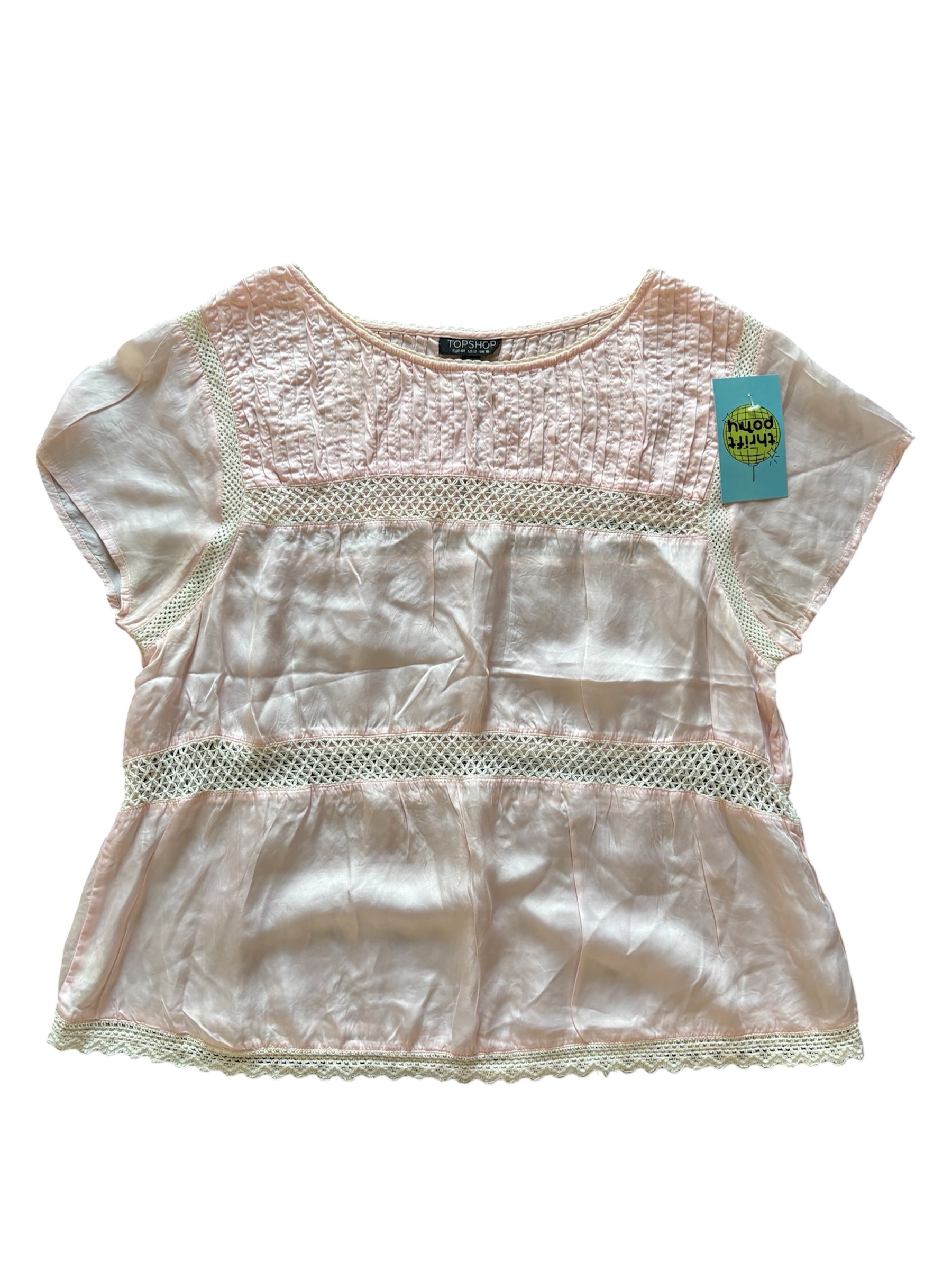 pink topshop satin tiered babydoll top, 12
