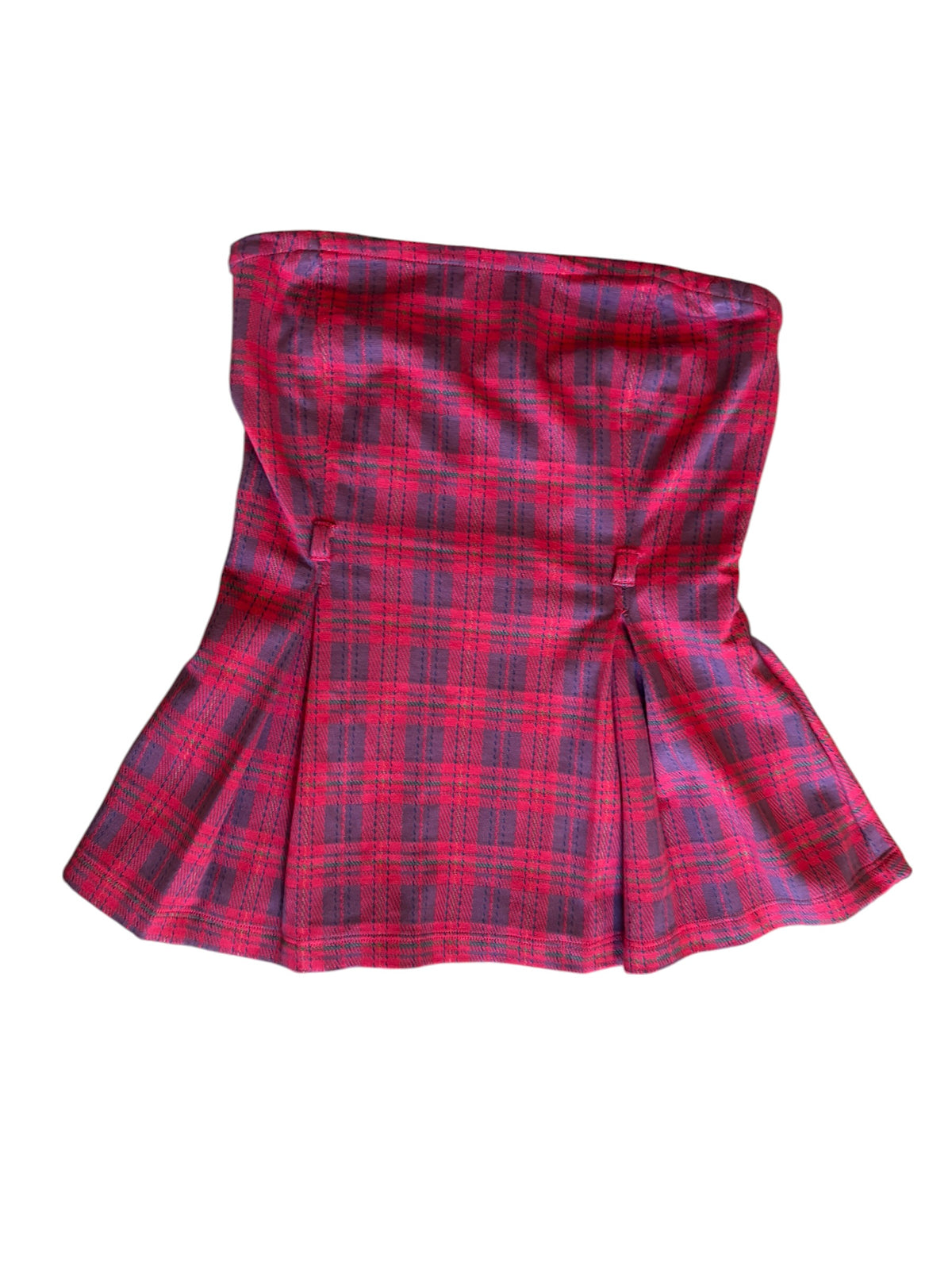 red maeve NWT plaid strapless top, xs