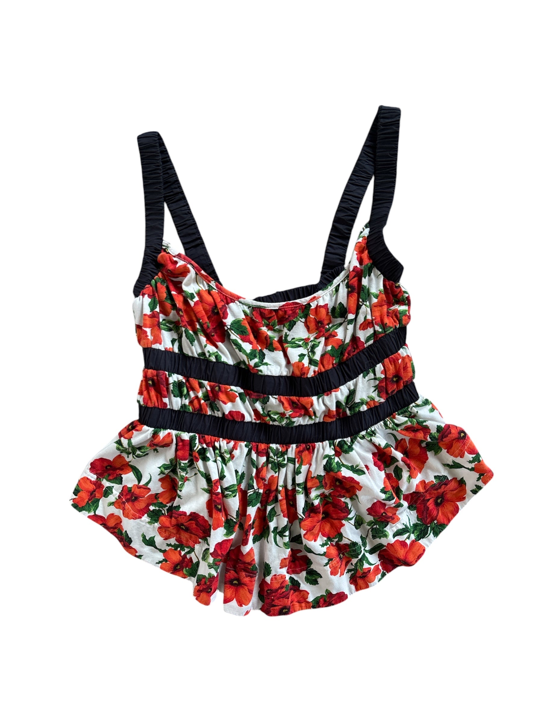 white red black maeve floral strappy tank, m