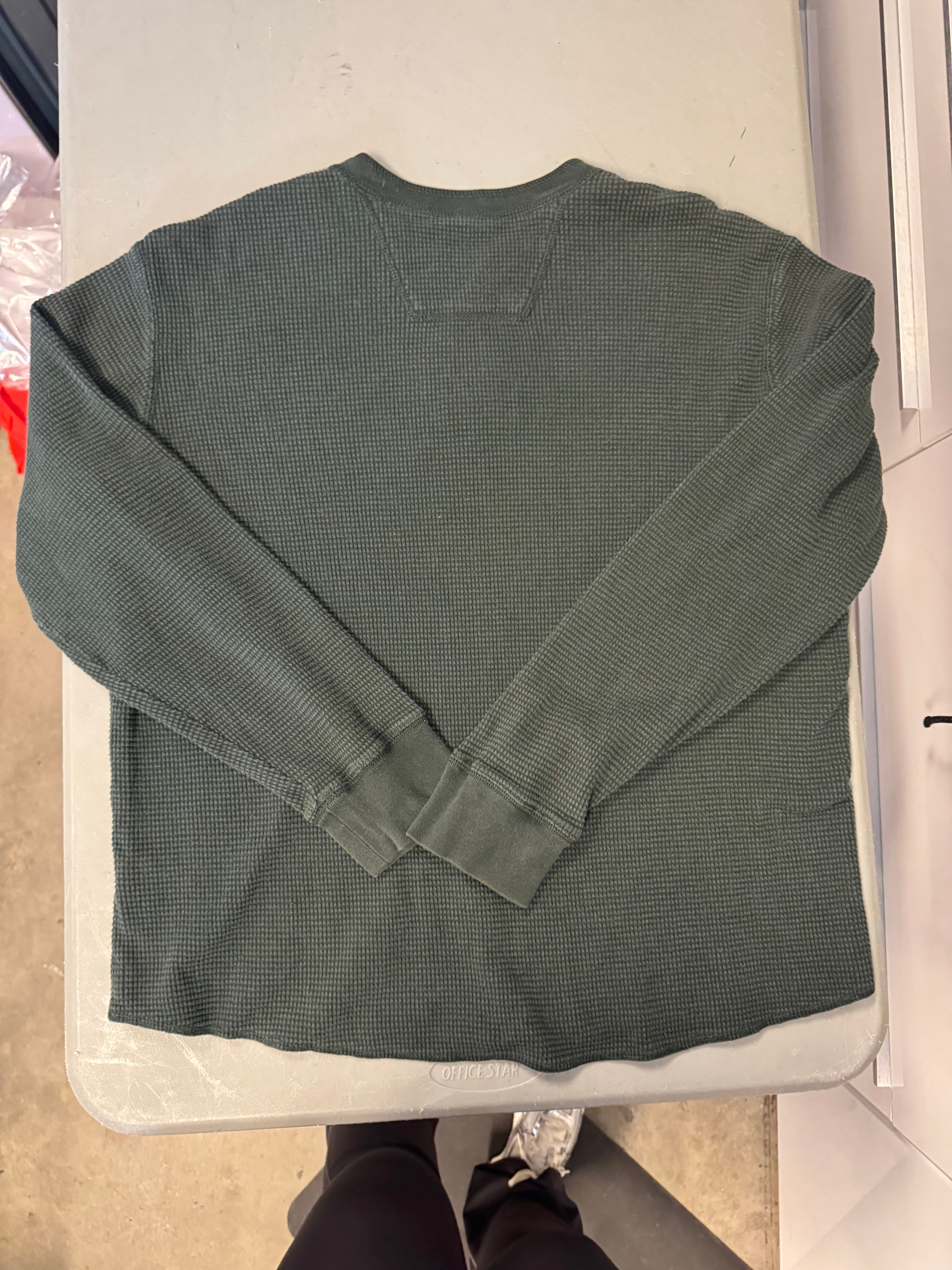 green eddie bauer waffle kn it henley, L