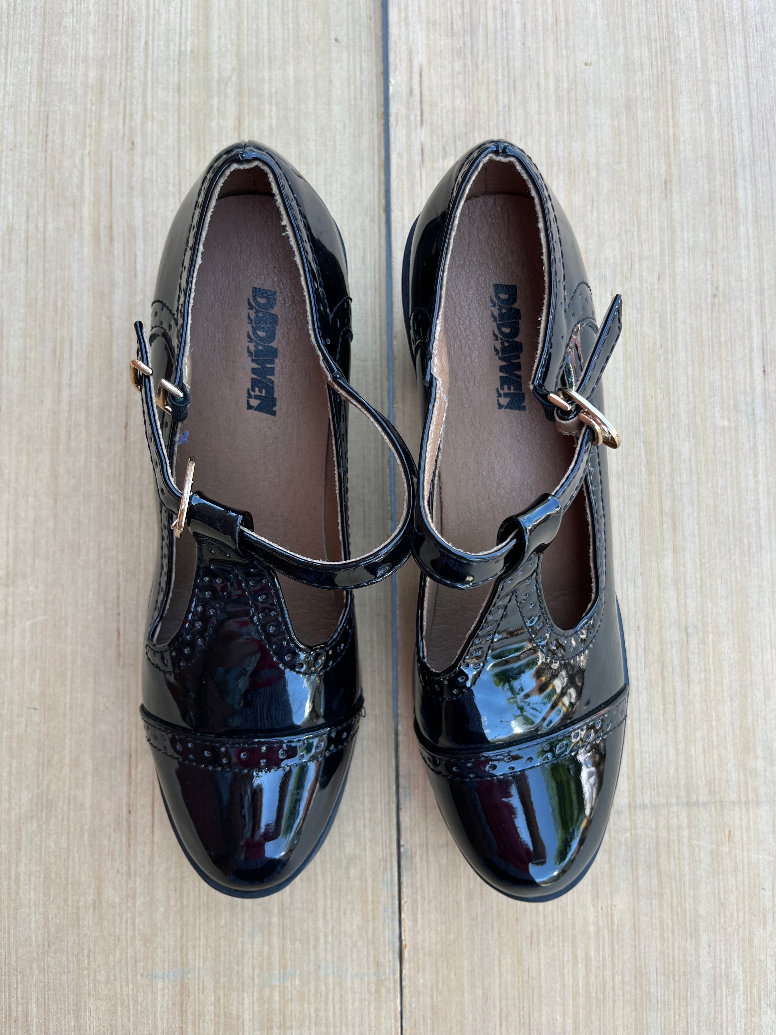 black dadawen patent mary janes, 7-8
