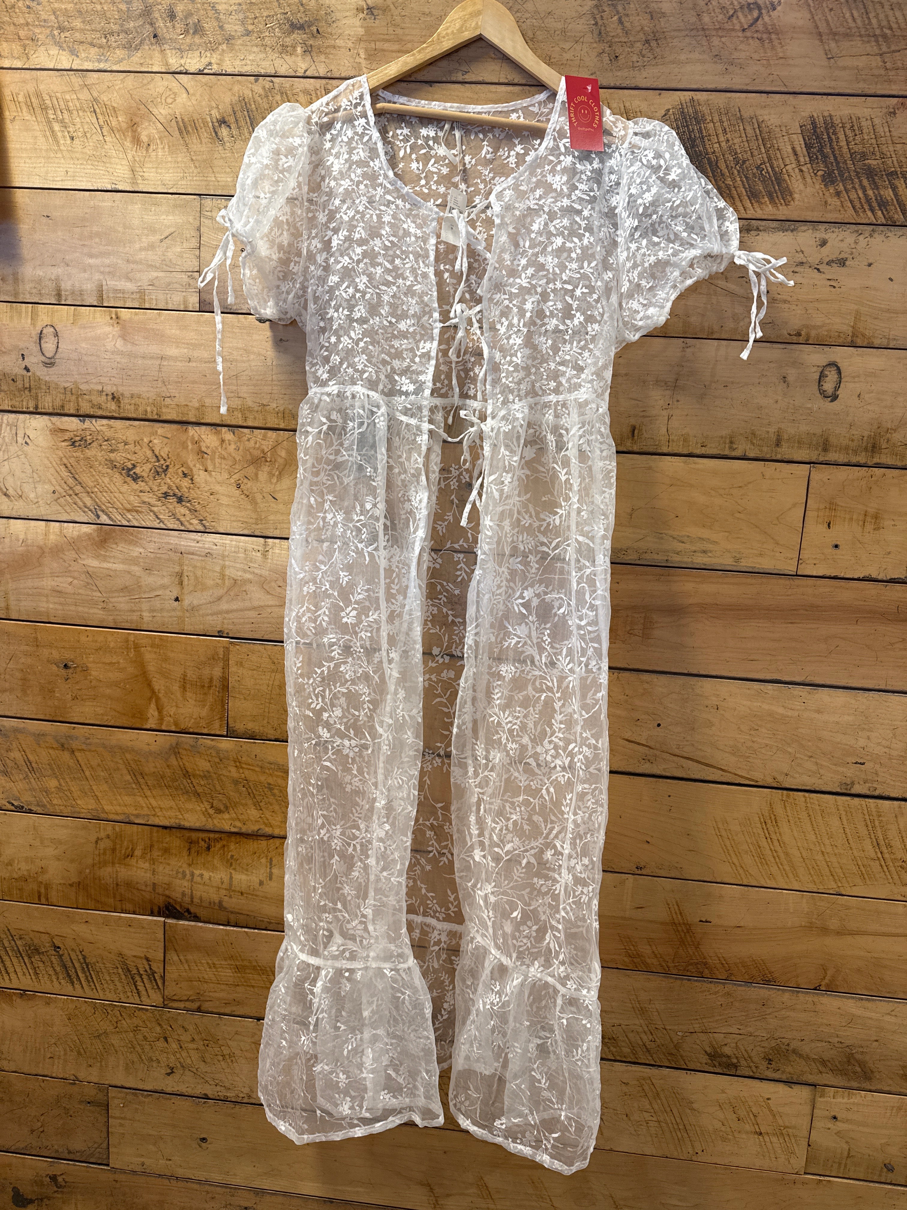 White Anthropologie Sheer nwt duster, M