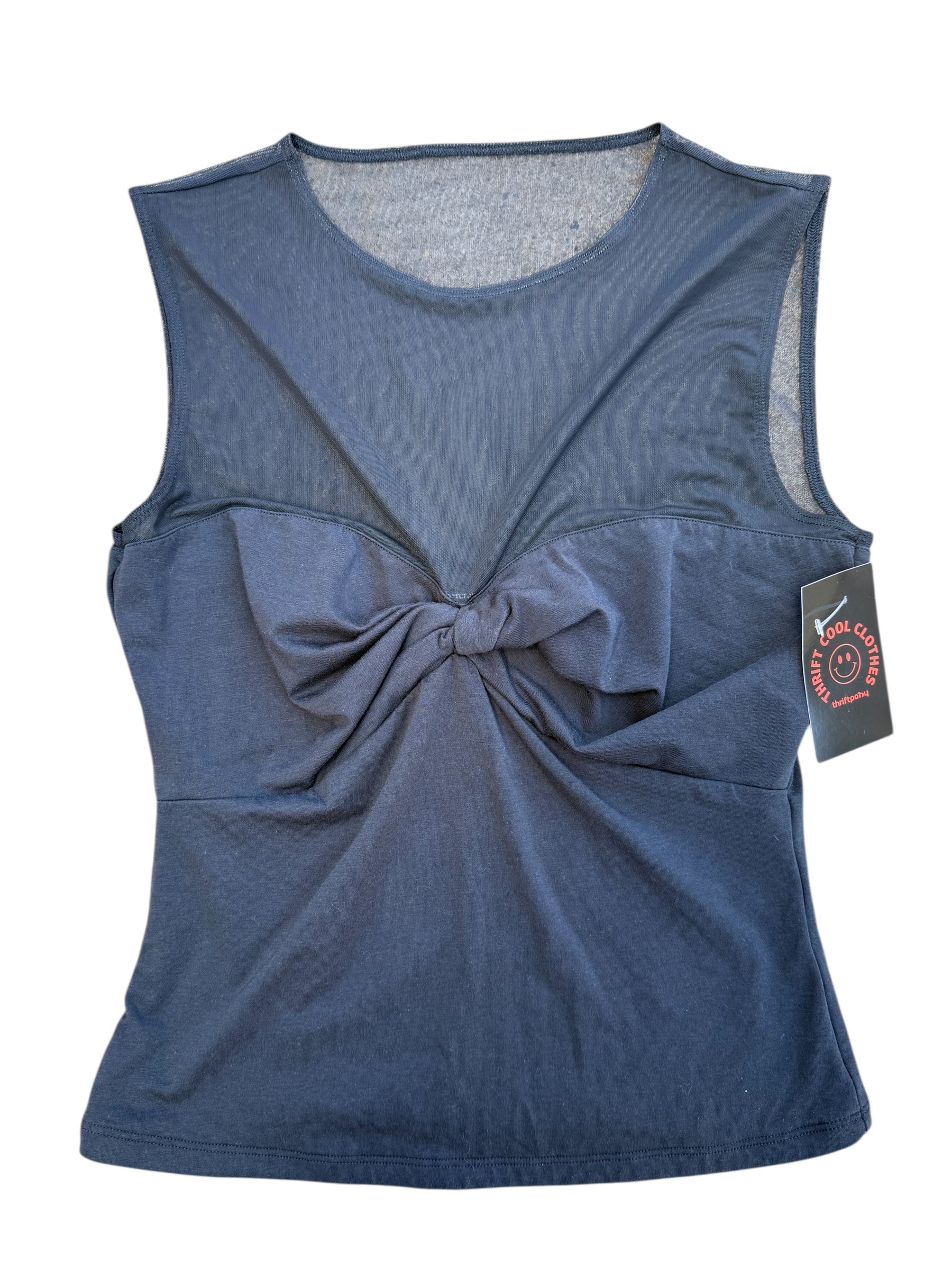 black Abercrombie high neck mesh bow tank, m