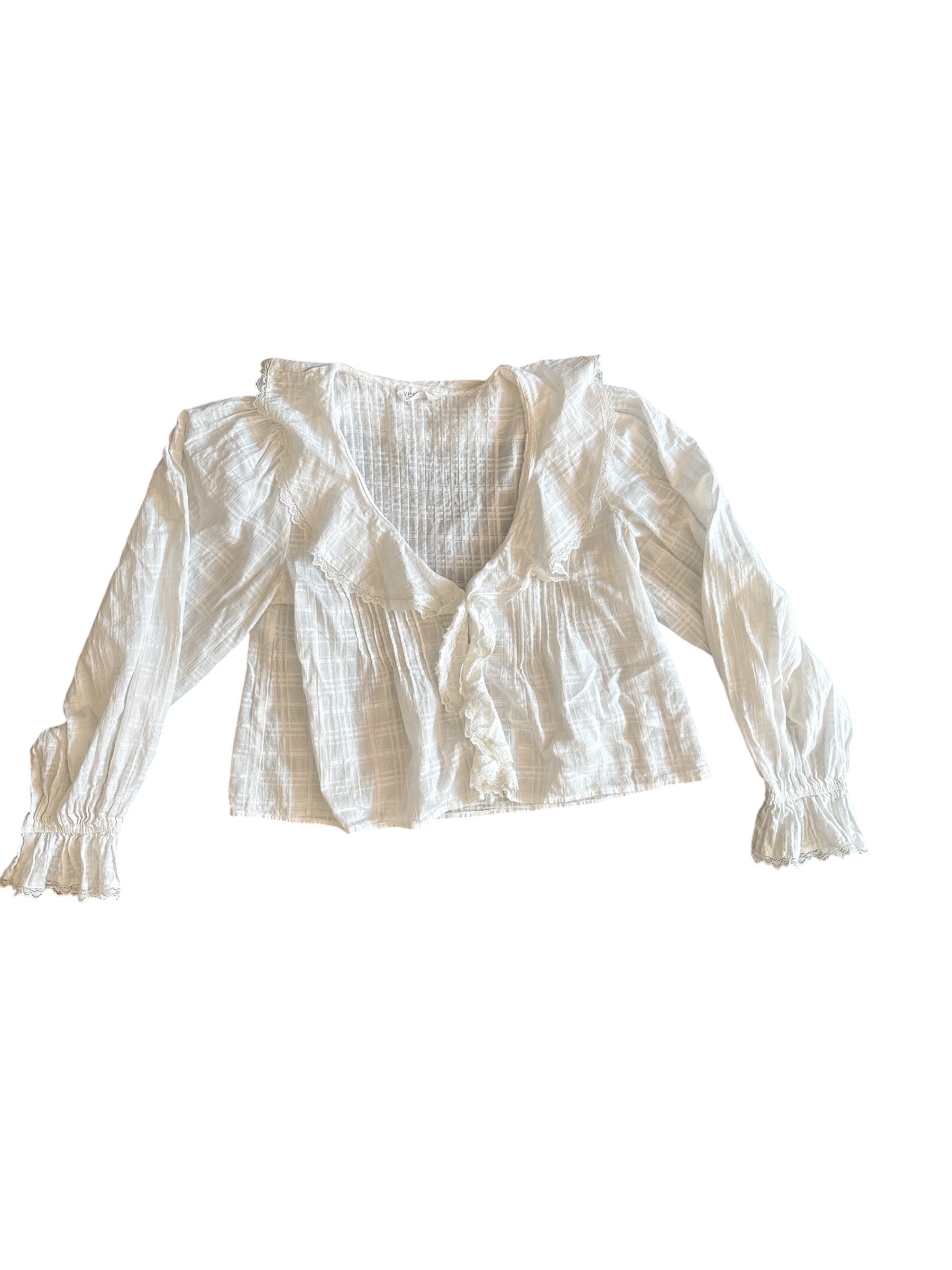 White Vestique Crop ls top, Small