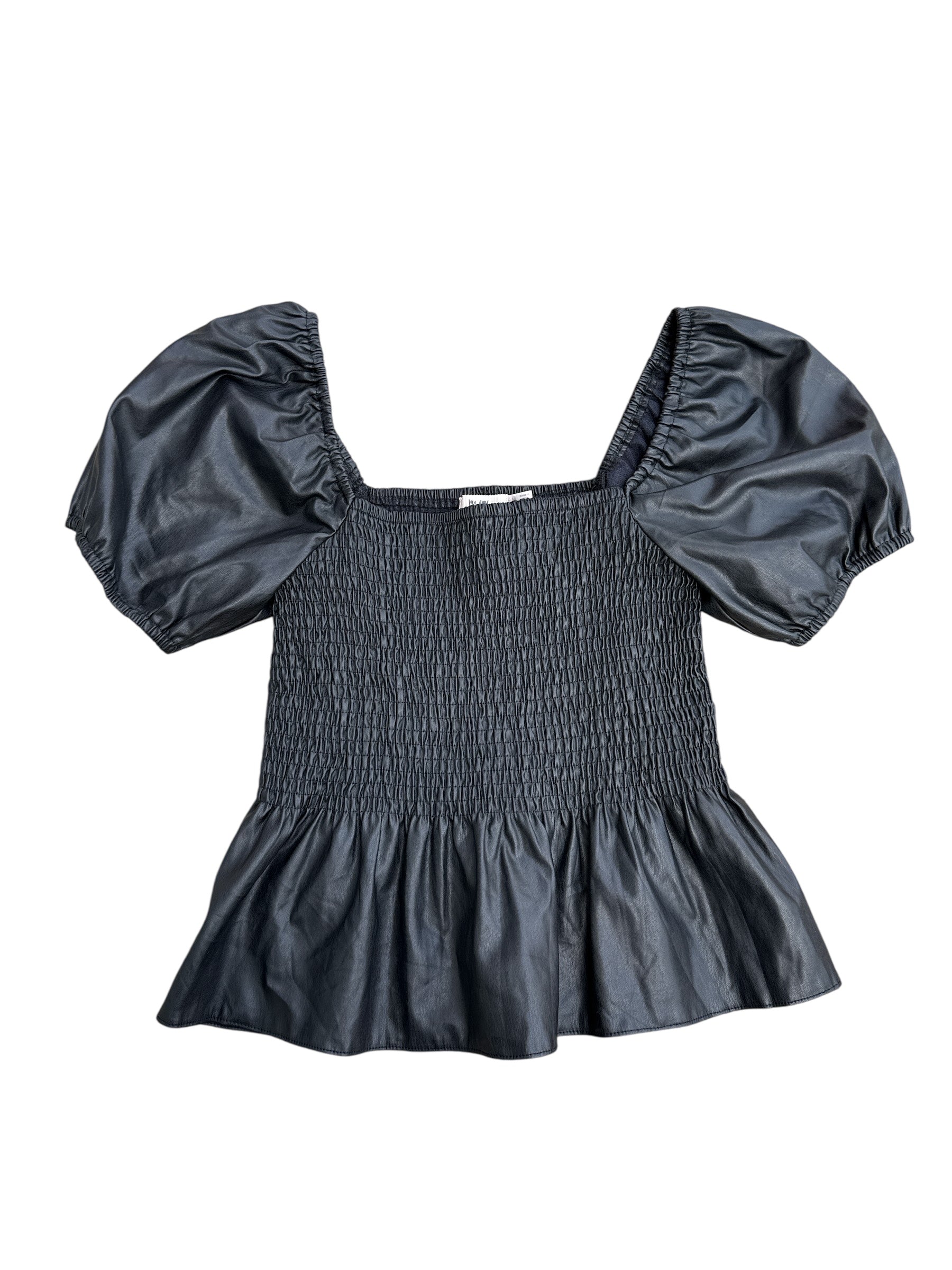 Black Mi ami Smocked puff sleeve top, M