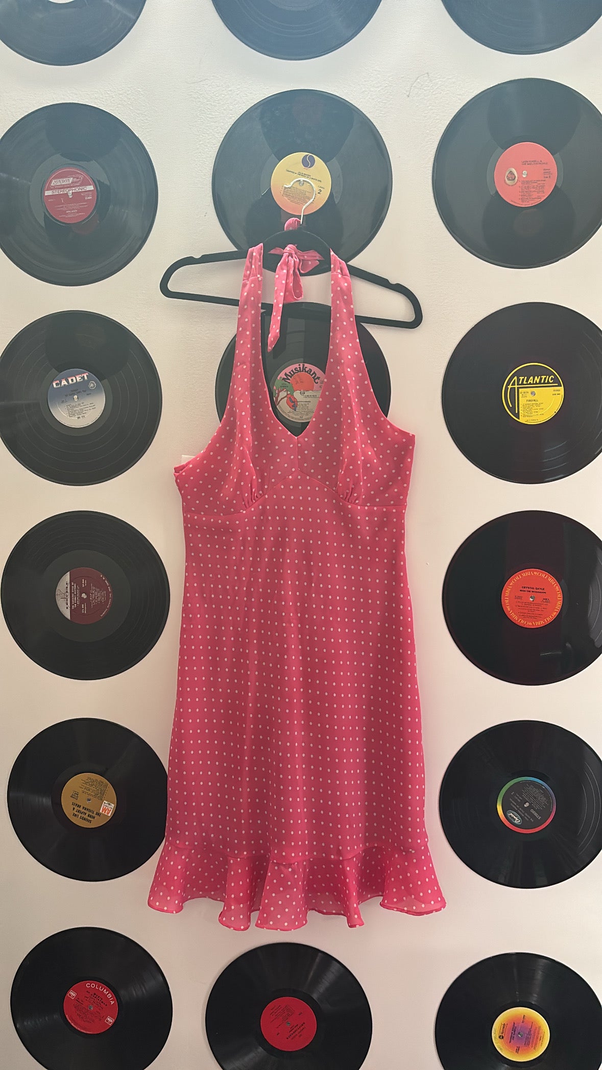 pink white donna ricco polka dot halter midi dress, 10