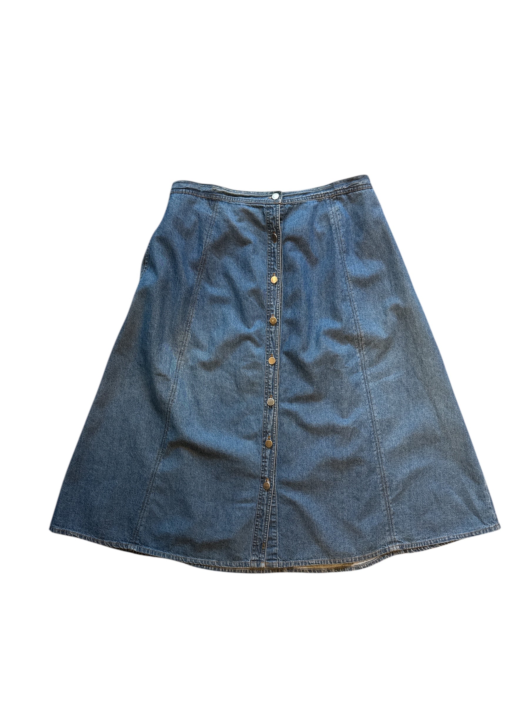 blue renee raquet denim button up midi skirt, 2x