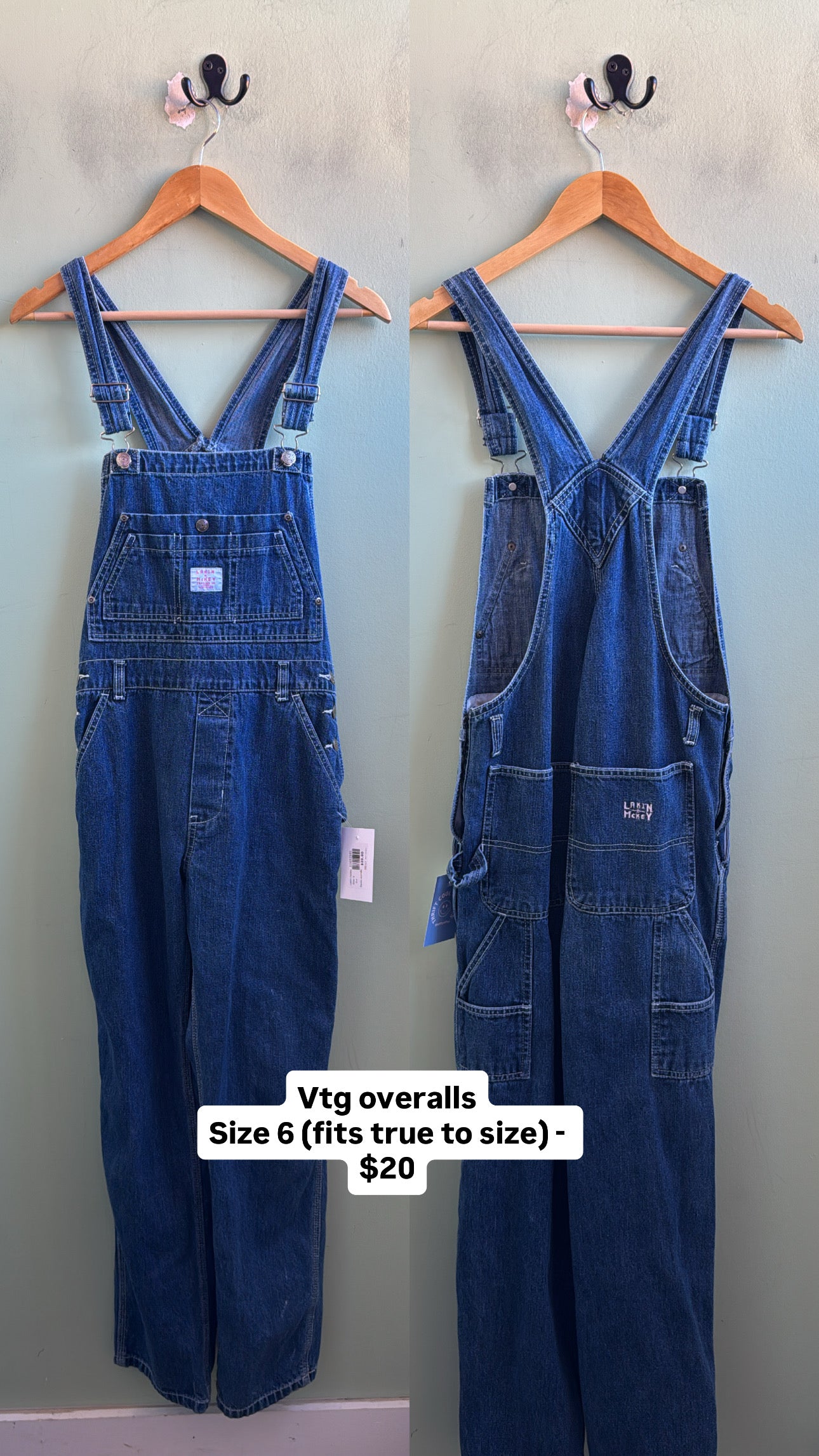 Blue Lakin mckey vtg Denim overalls, 6