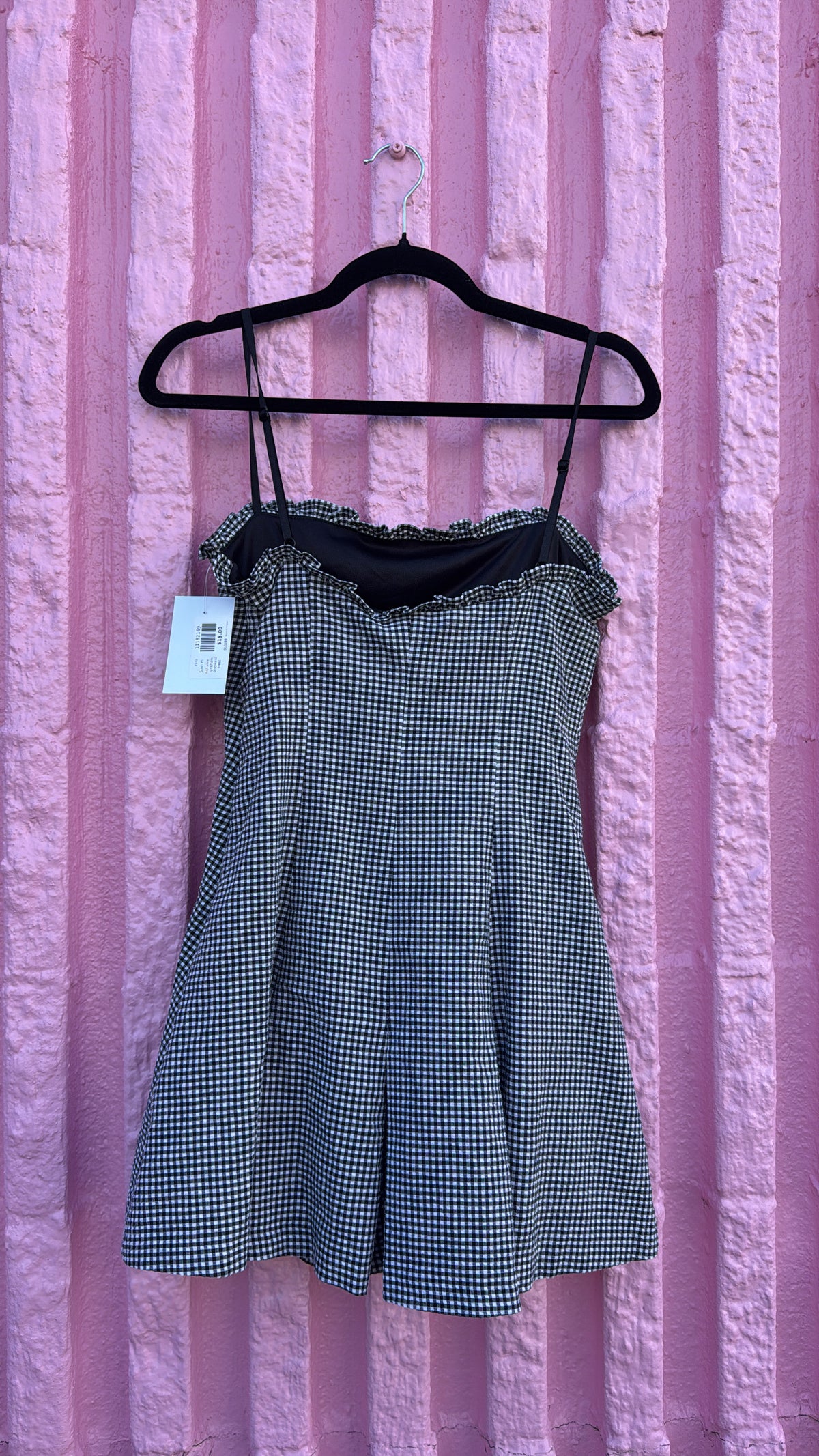 black white zara gingham dropwaist dress, m