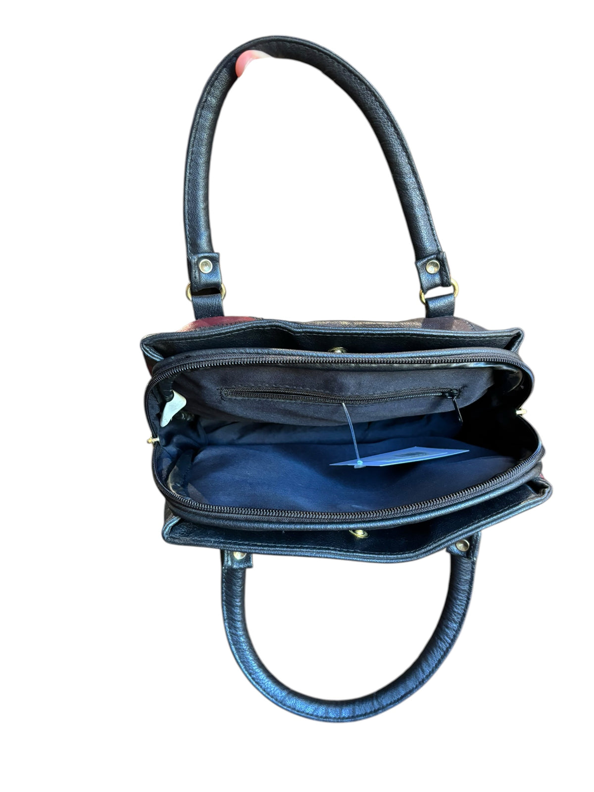 Black maroon blue green  Patchwork leather handbag