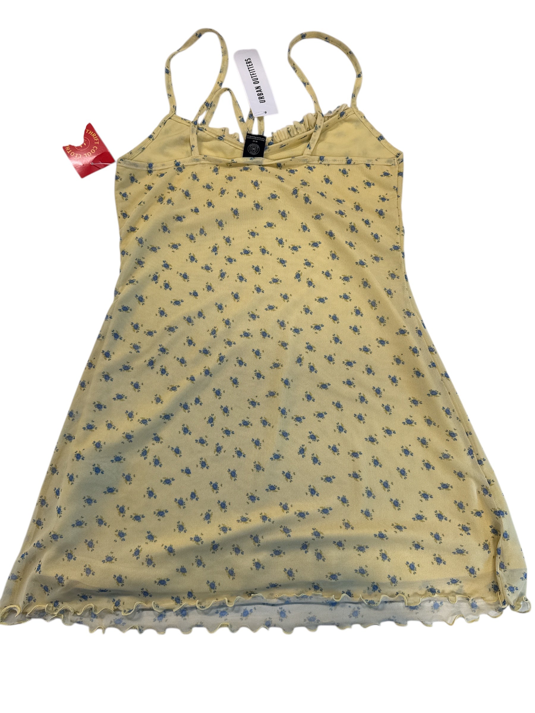 yellow urban outfitters mesh floral mini dress, m