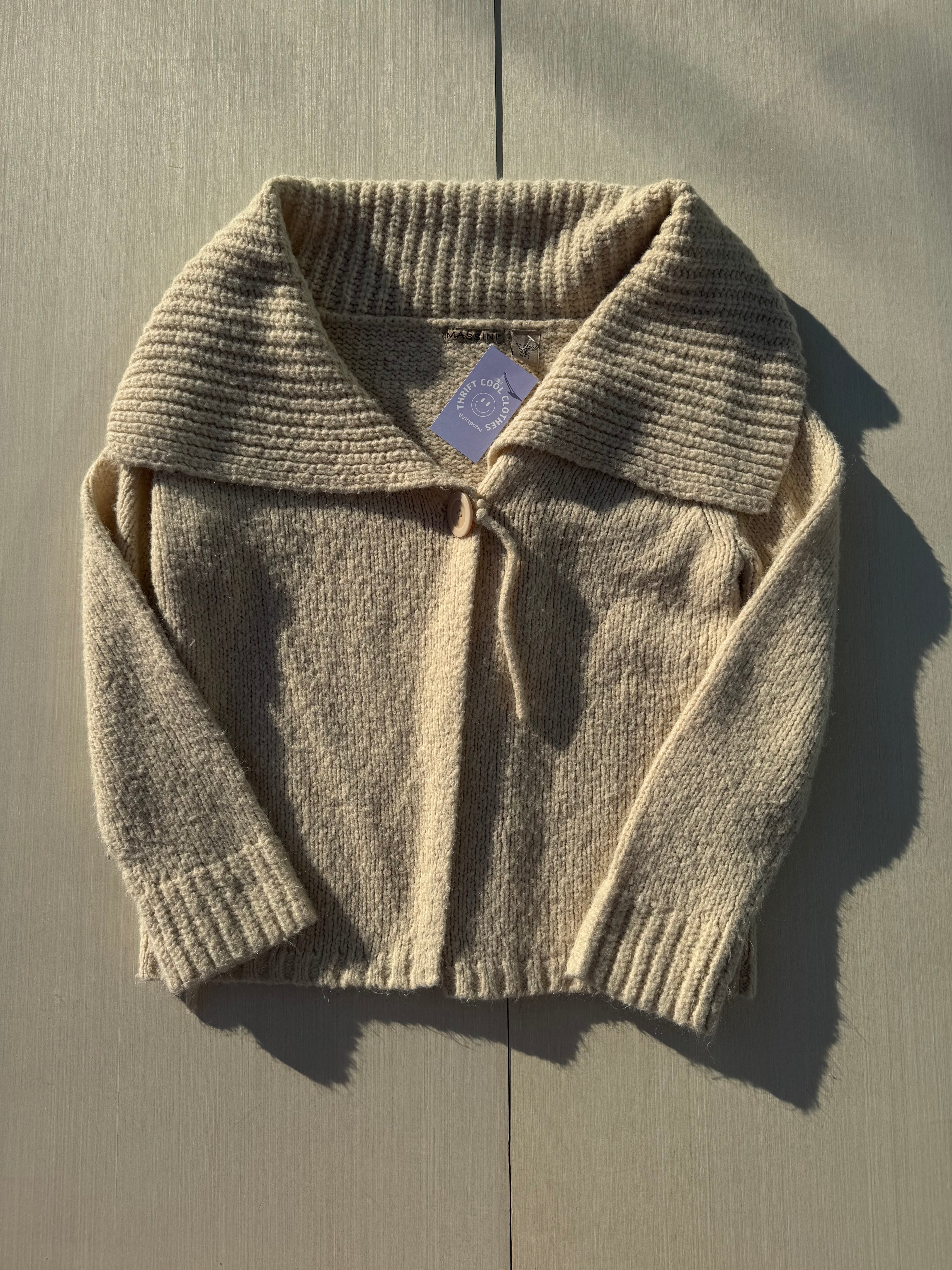 white Massini knit cardigan, L