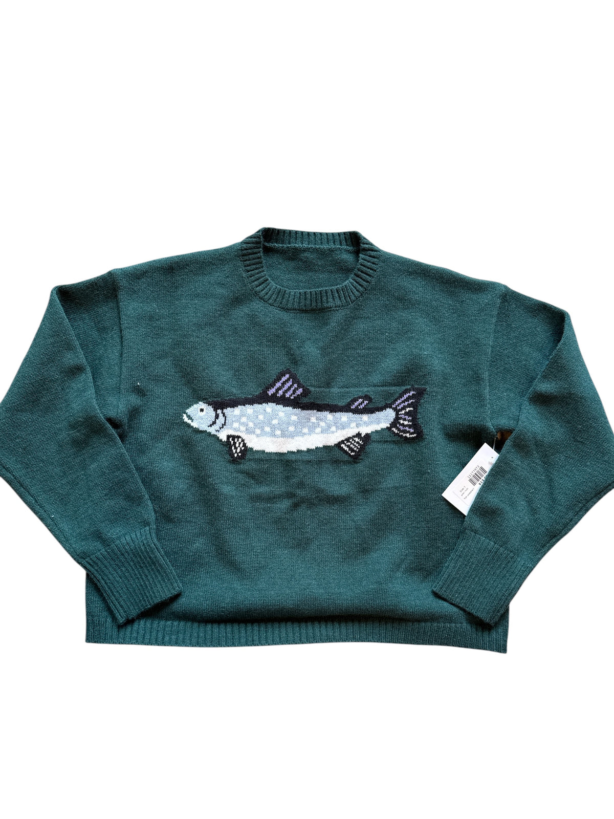 green multi  fish sweater!, L