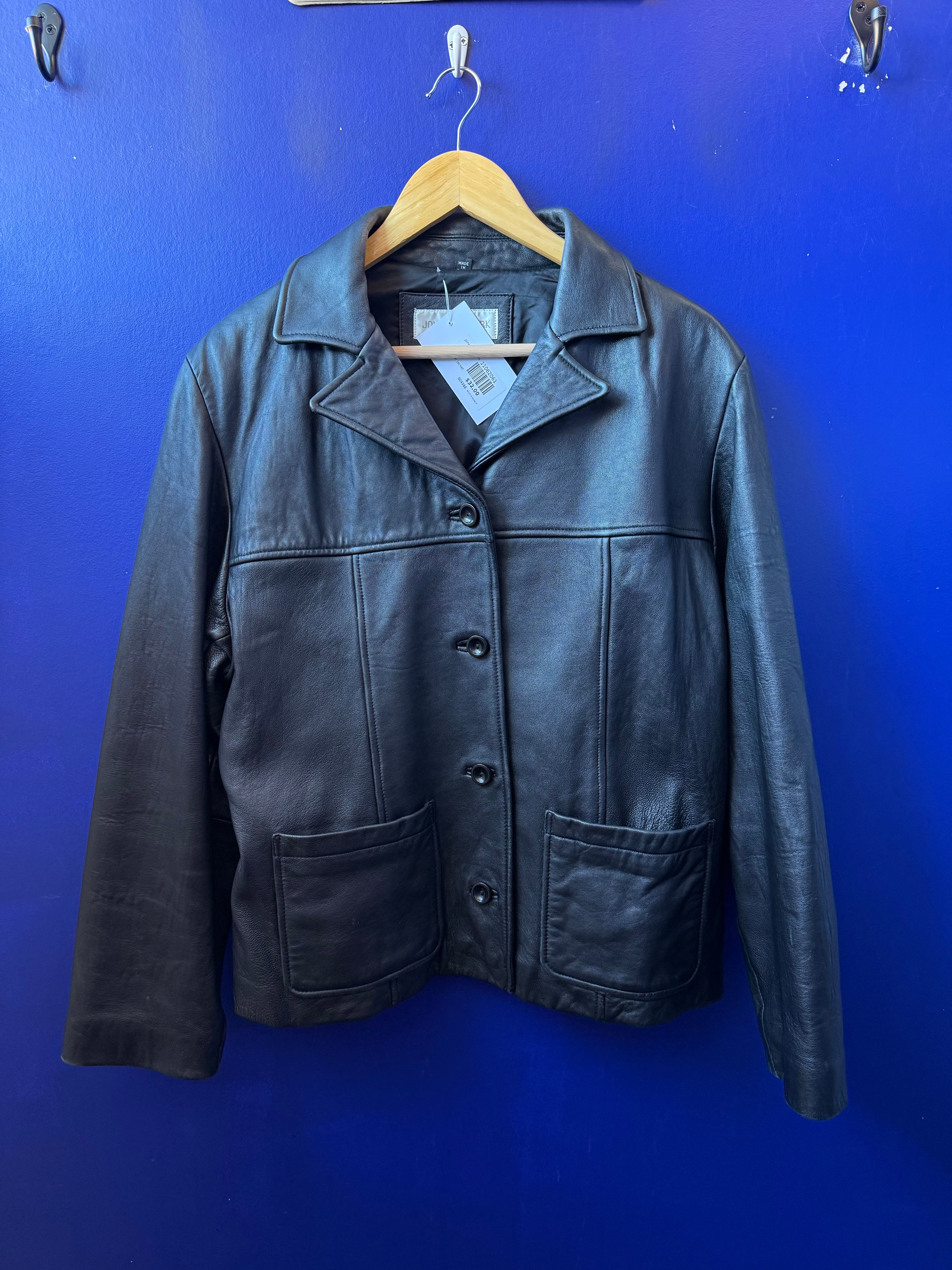 black Jones New York leather jacket