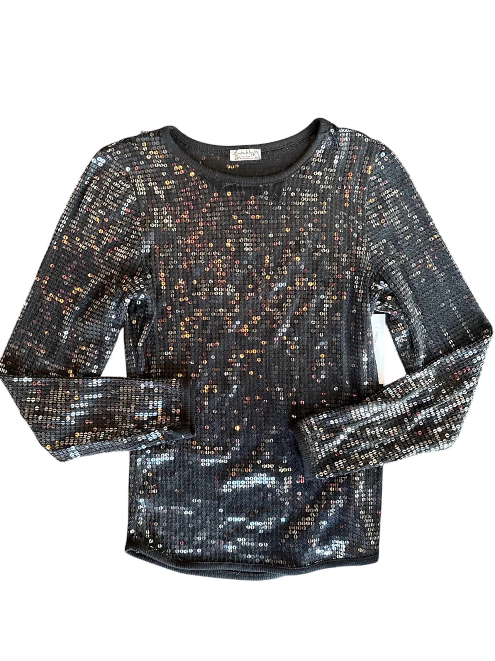 black free people sequin ls, xs