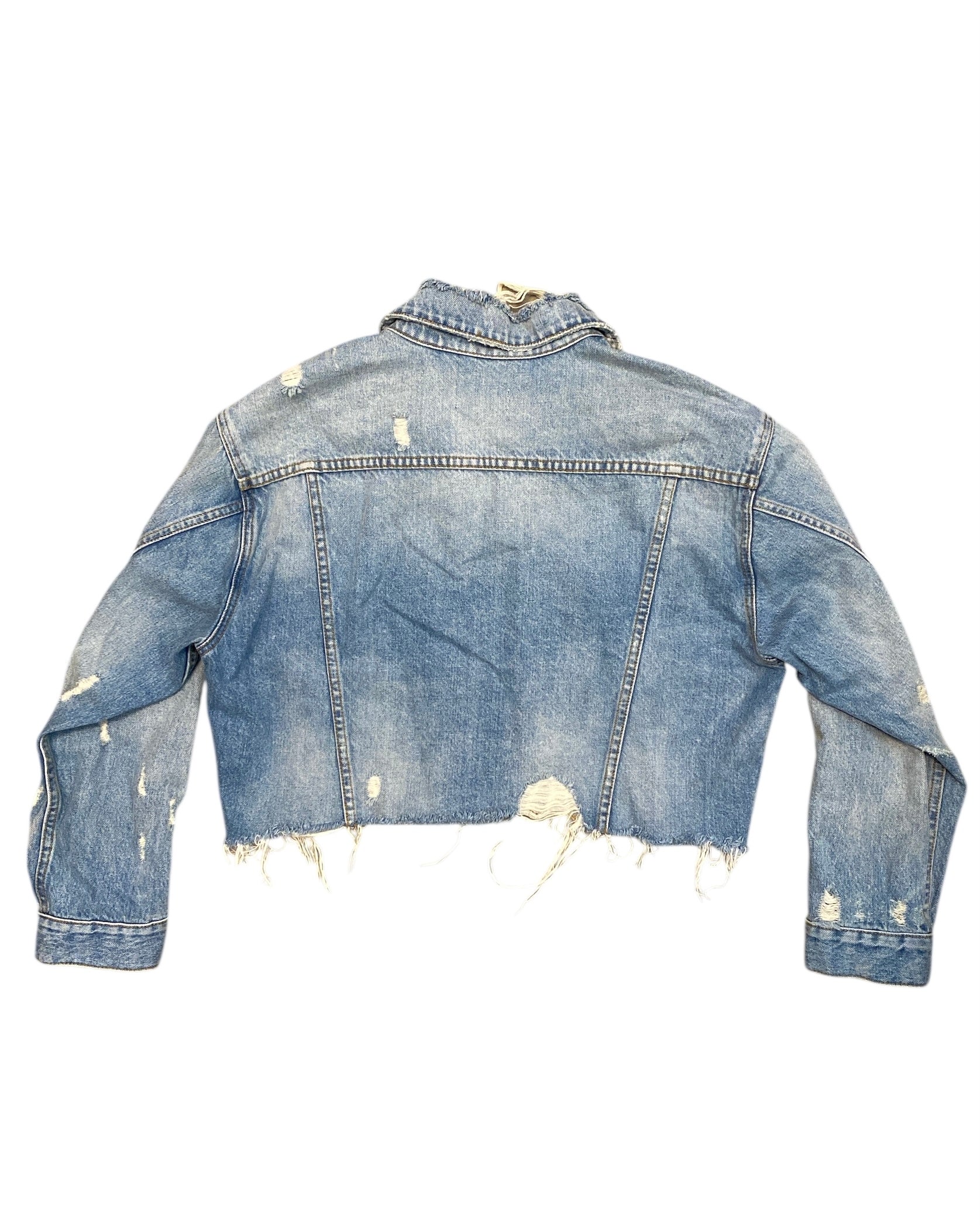 blue boyish denim distressed jacket, s