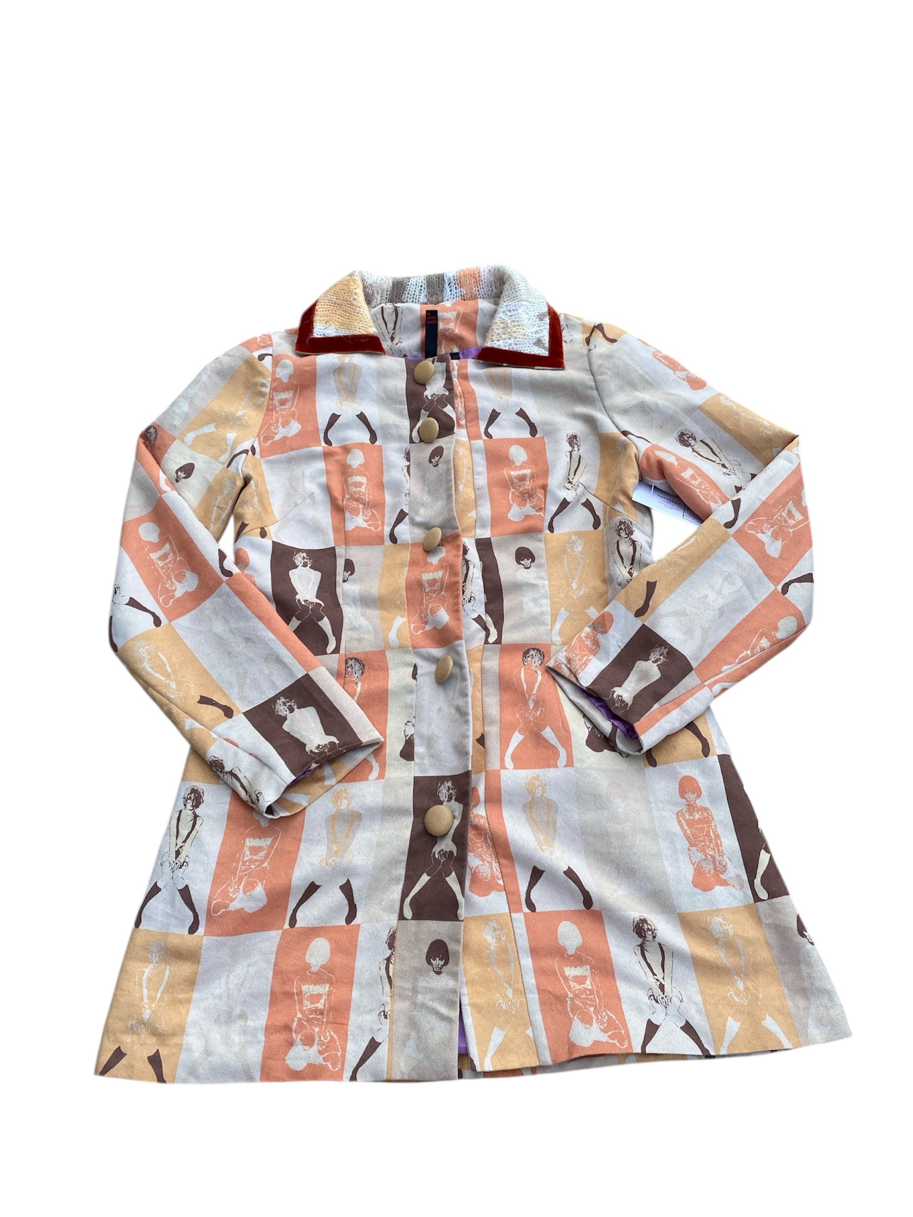 orange tan nelli woman printed jacket, m
