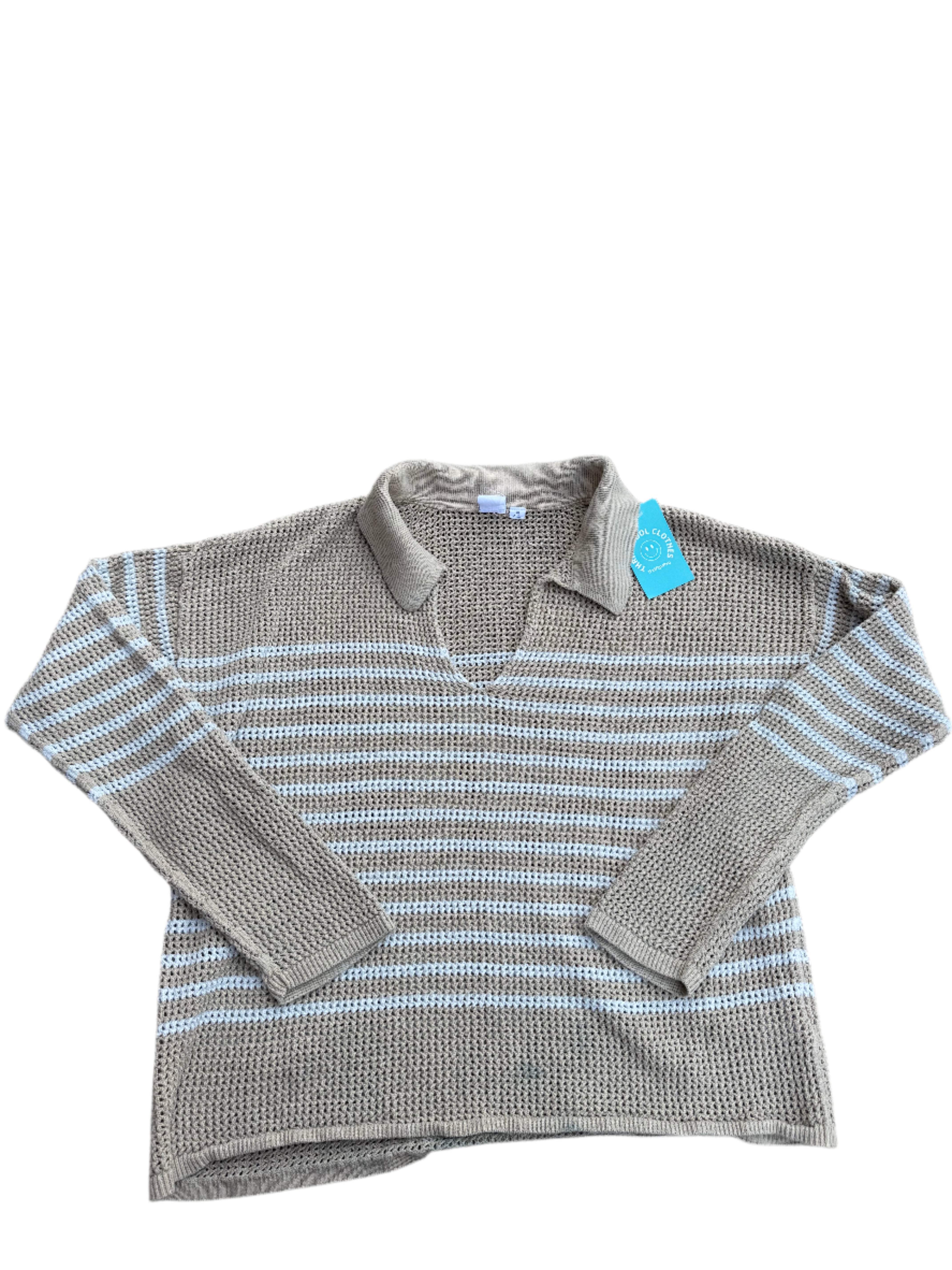 tan white Gap striped crochet long sleeve, XL
