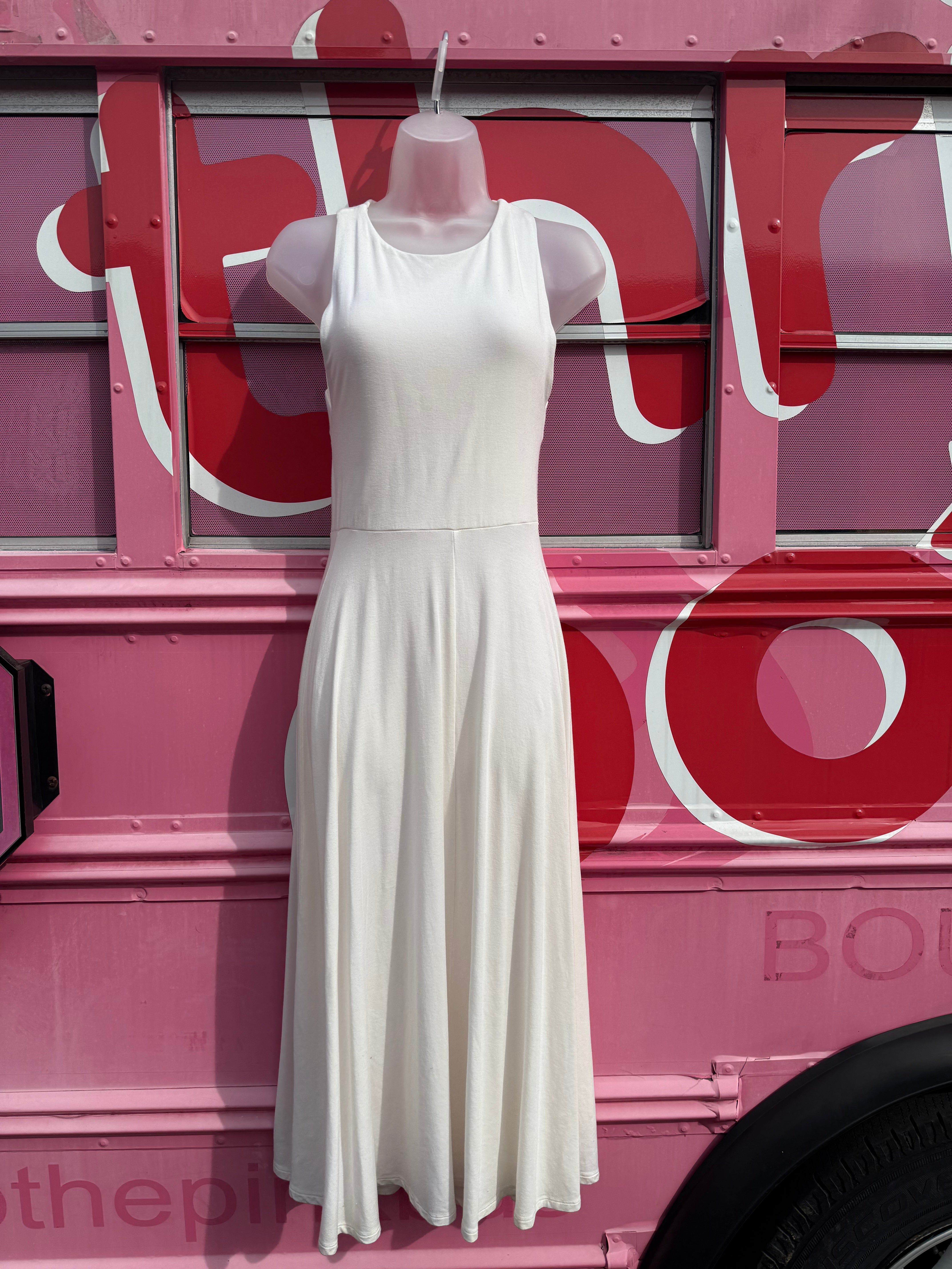 white wilfred soft high neck racer back dress, s