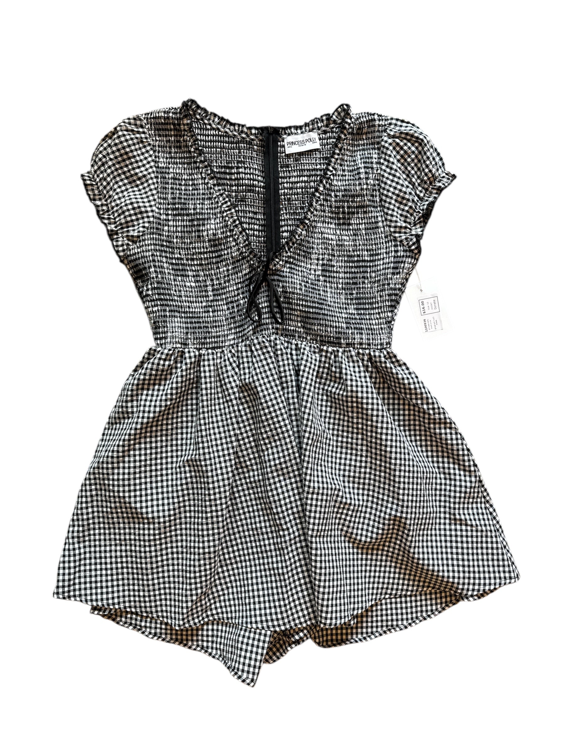 black white princess polly gingham ruch dress, 12
