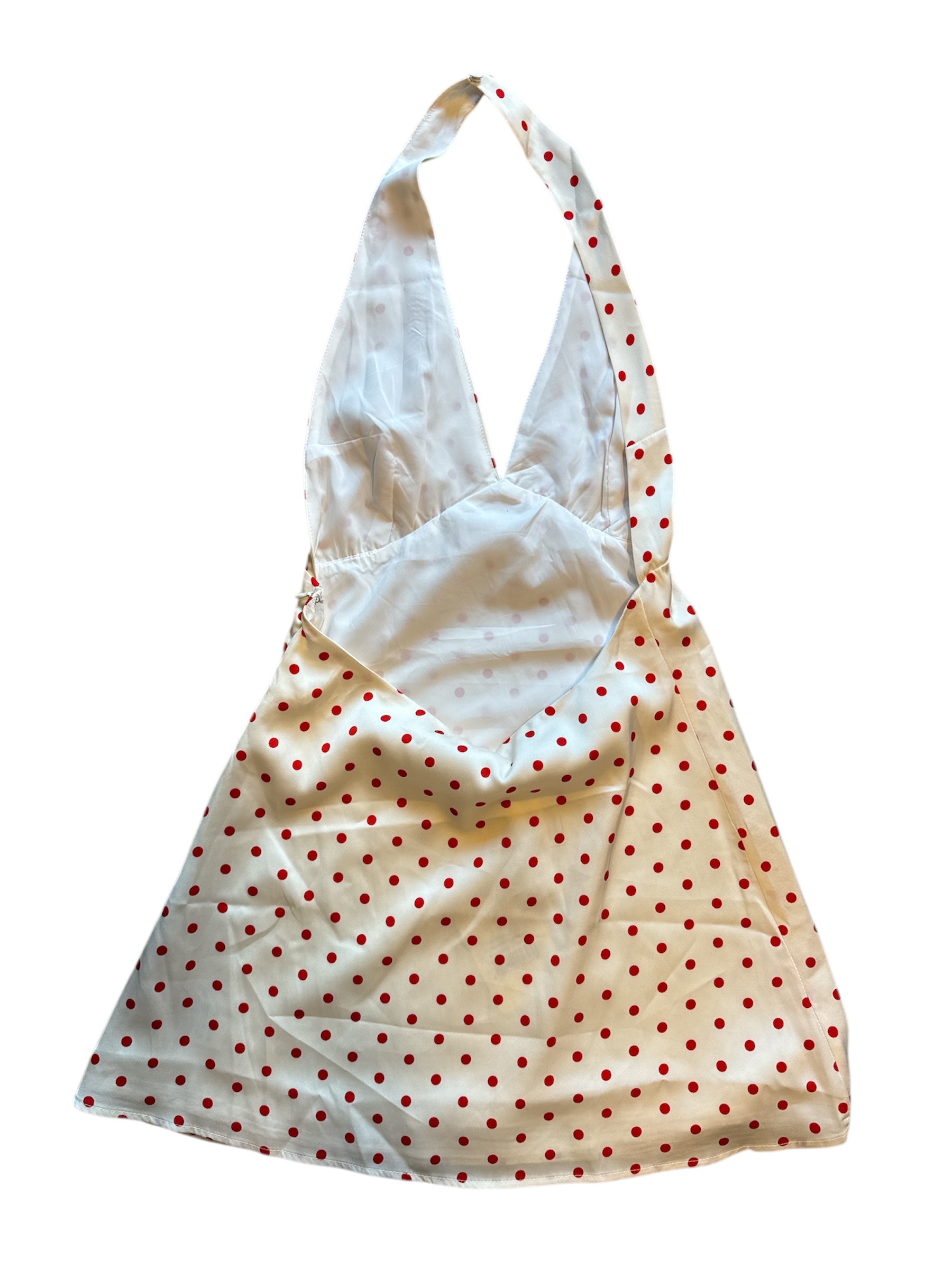 red and white peppermayo polka dot halter mini dress, 6