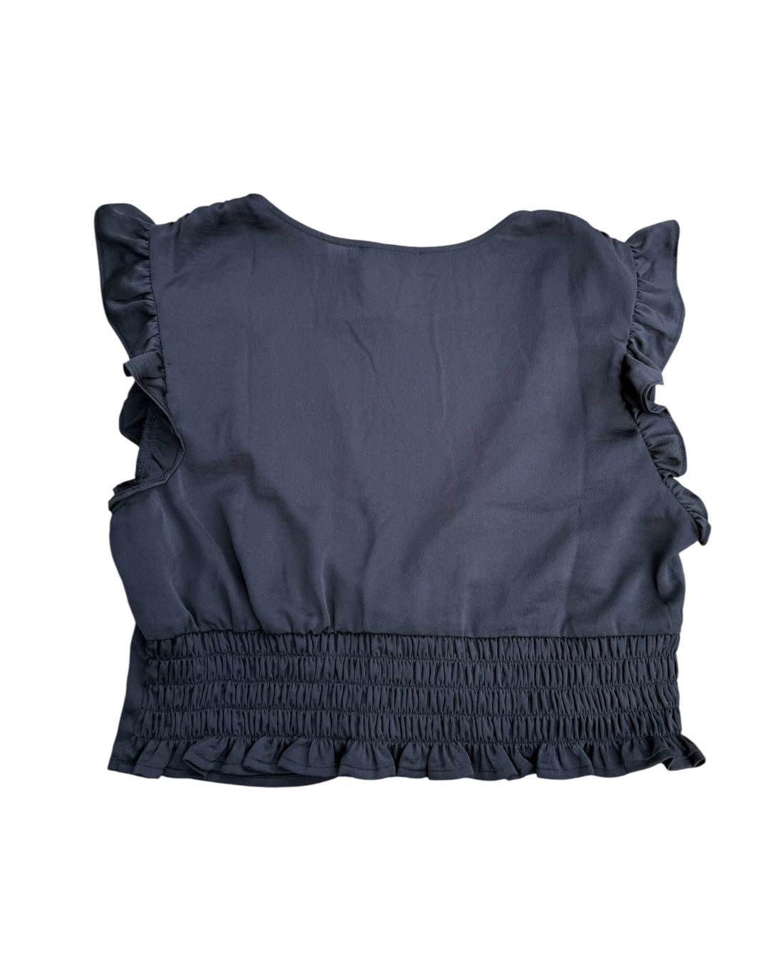 Black Open edit NWT ruffle sleeve v neck crop top, L