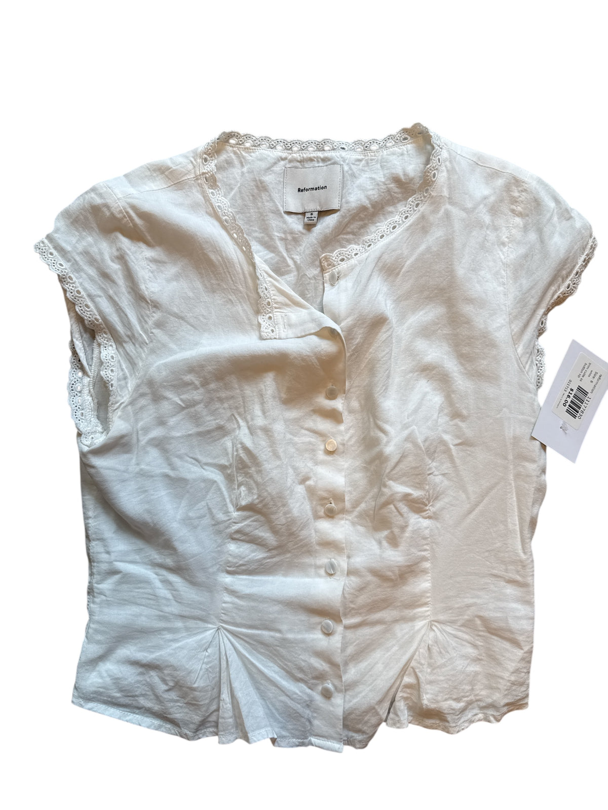 white reformation trim cutie ss button up, 6