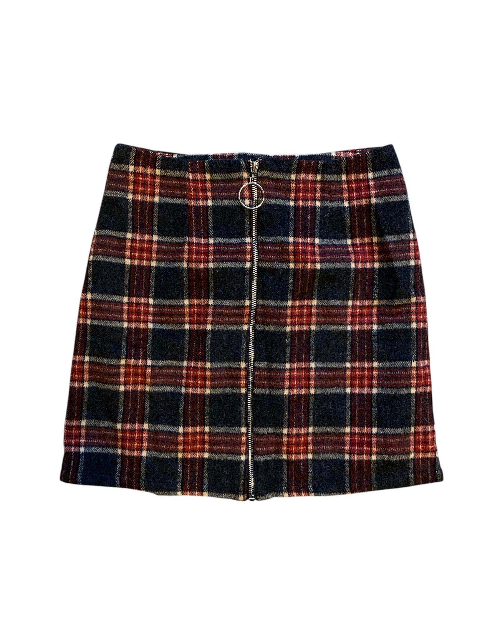 black red active usa plaid mini skirt w zipper, m