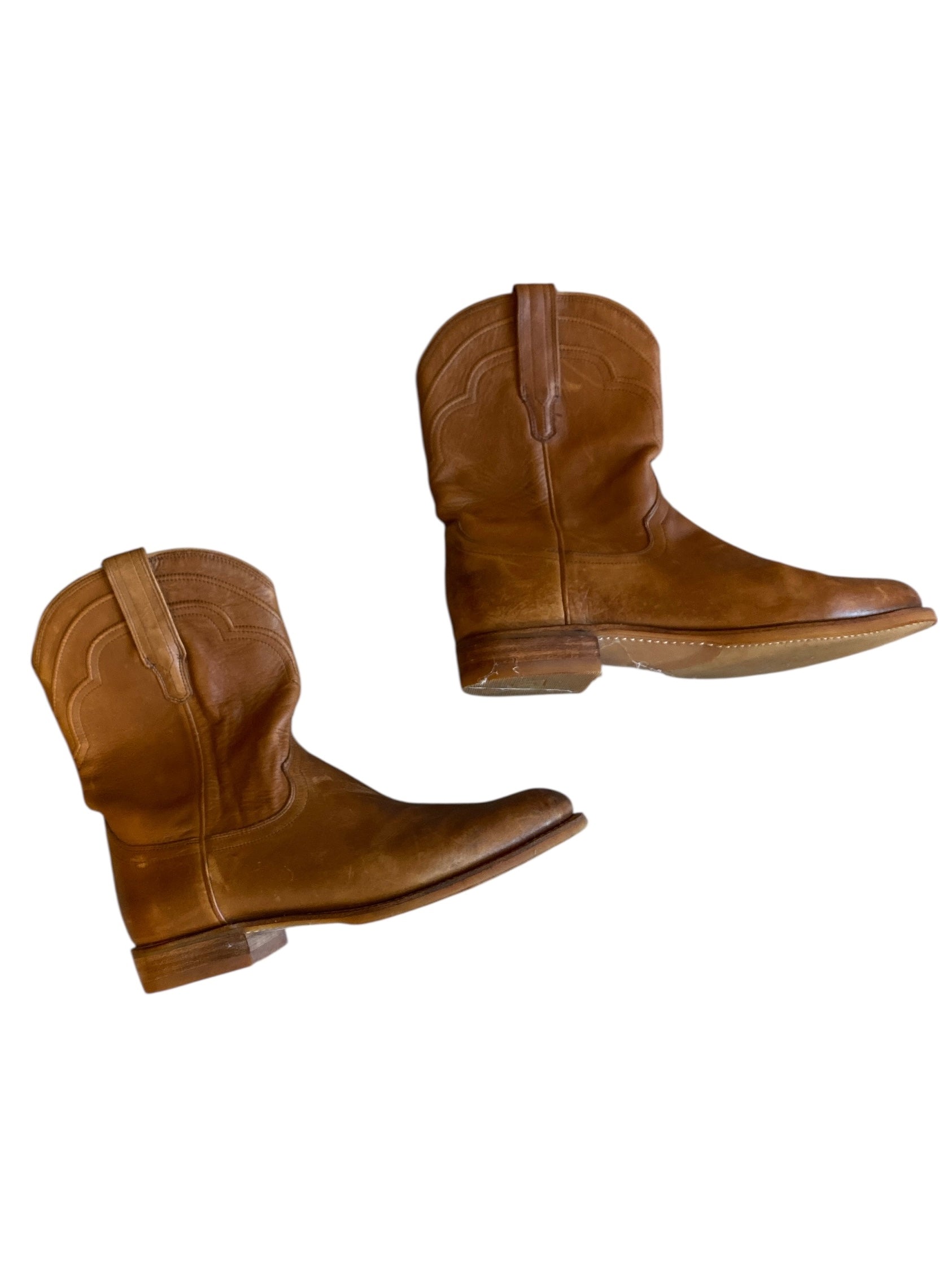 brown tecovas leather western boots, 10 womens
