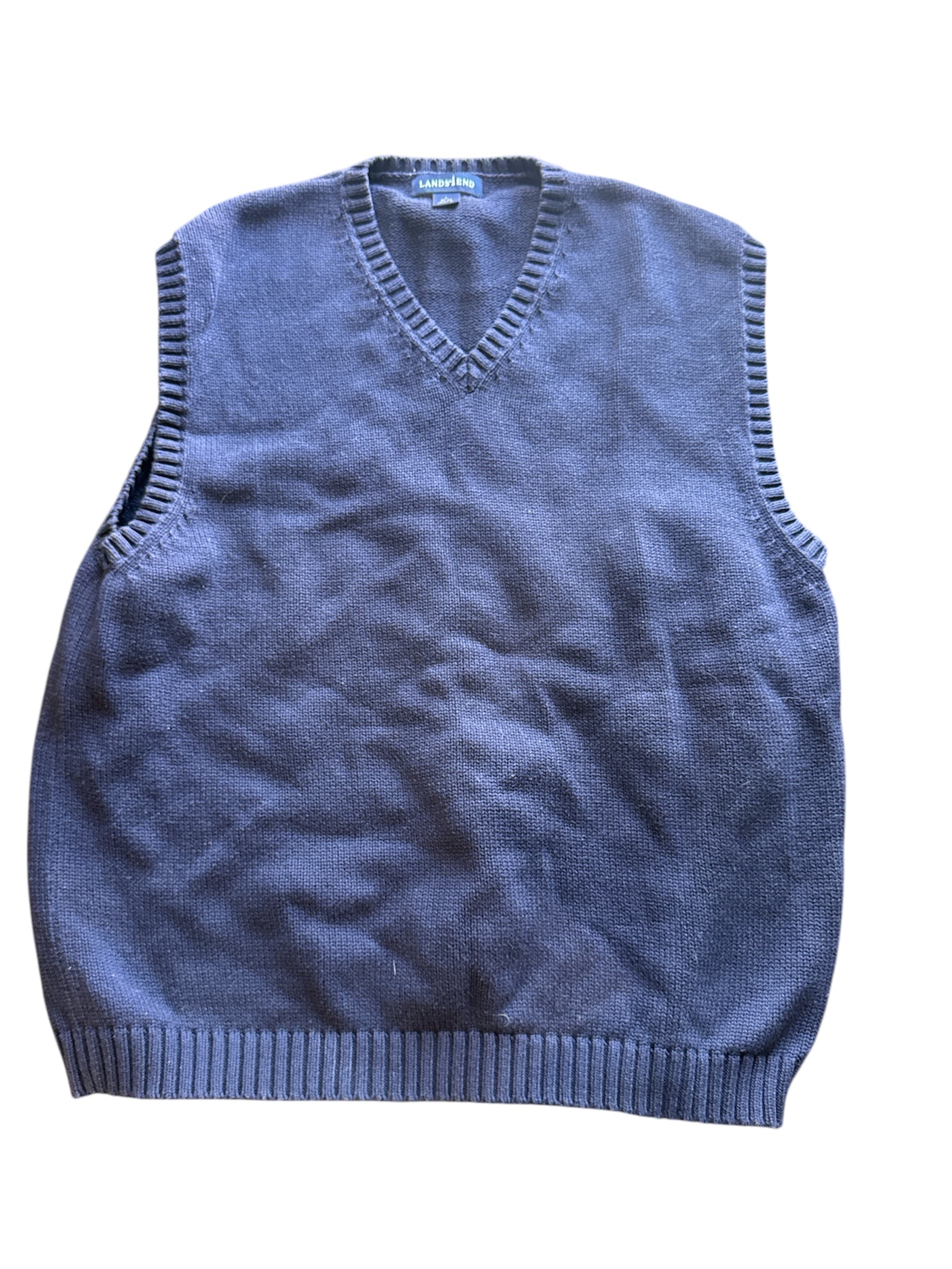 blue landsend knit vest, L