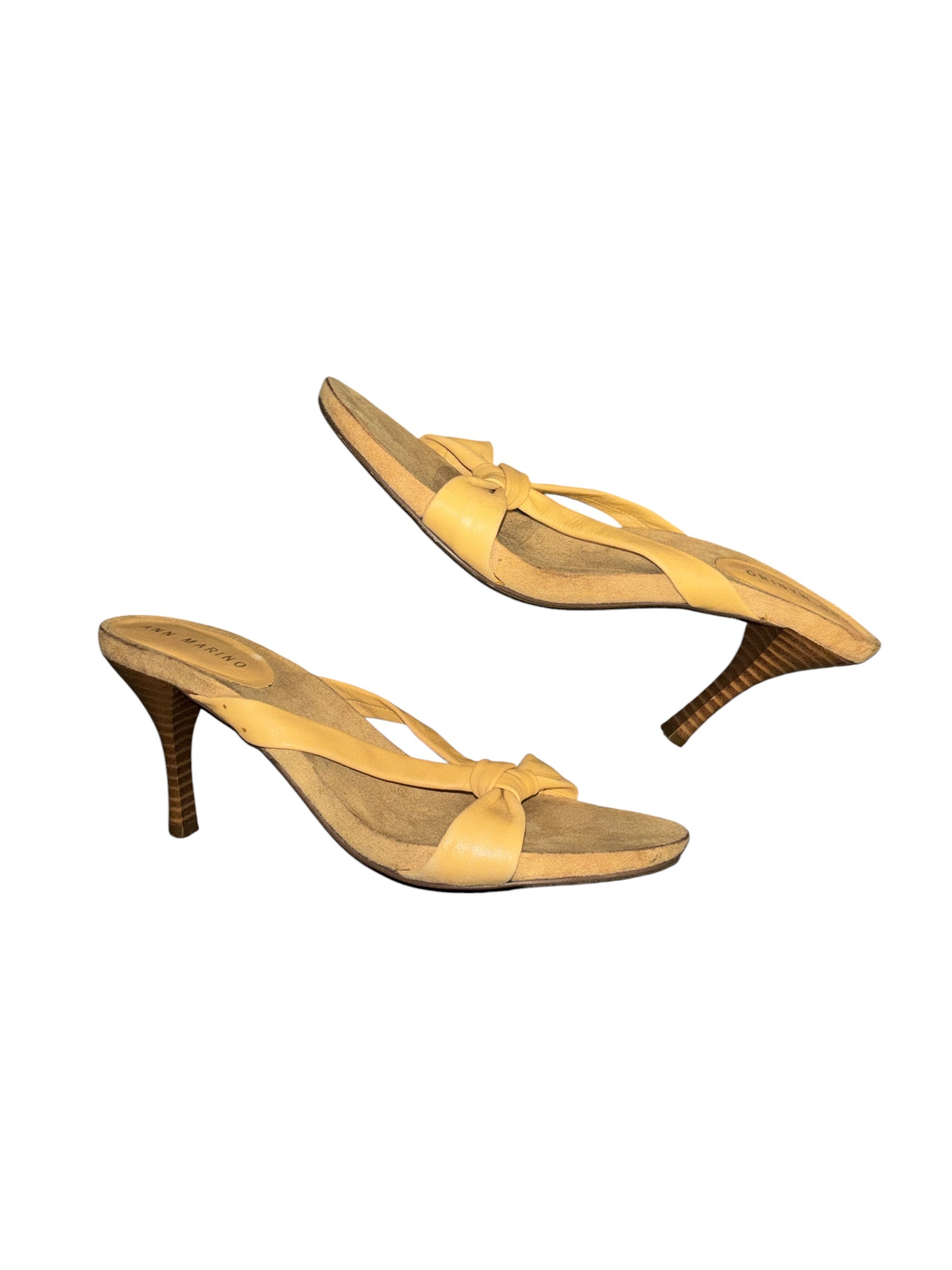 Yellow Ann marino Leather sandal heels, 8.5