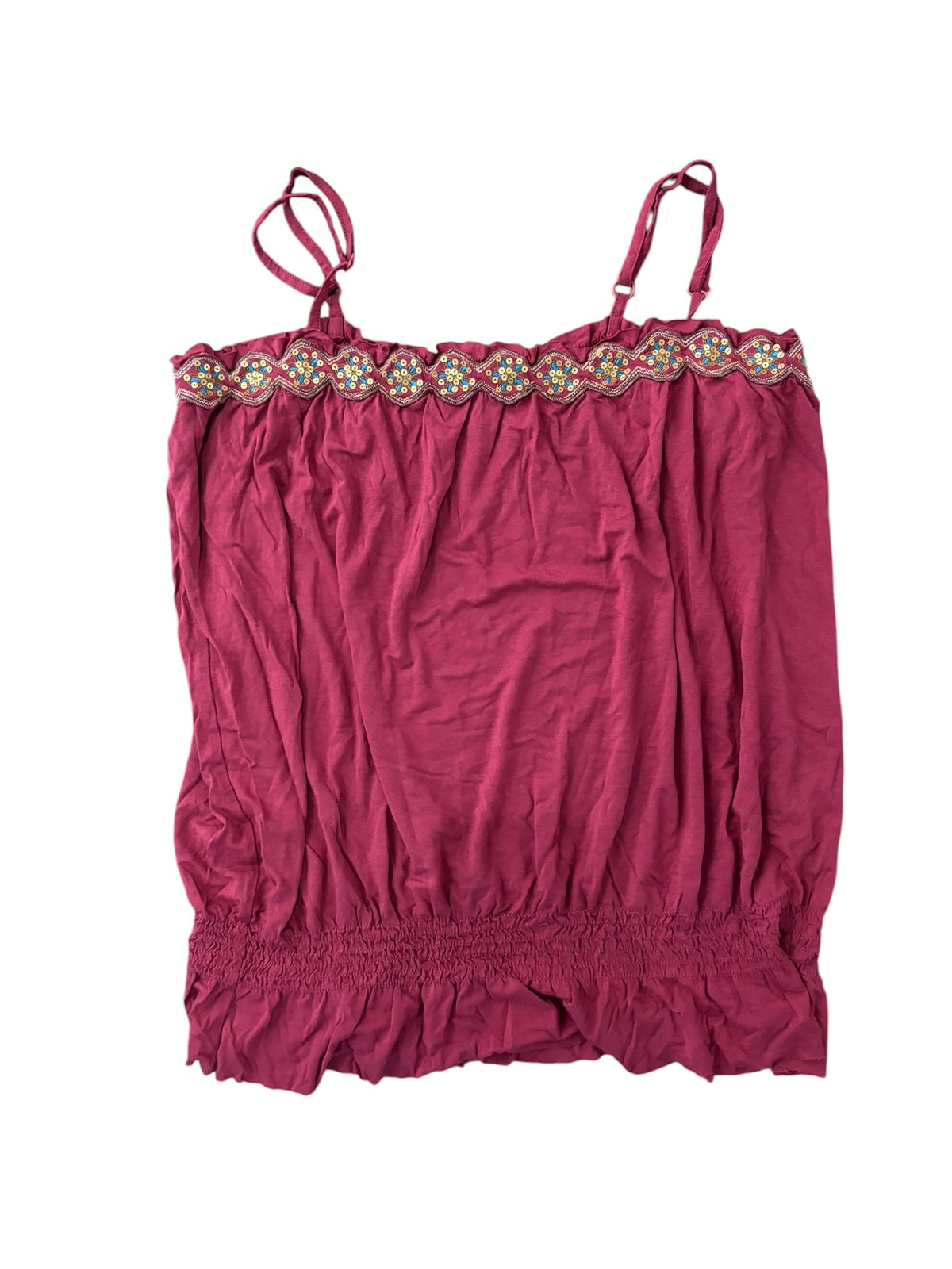 red gold caslon sequin smocked tank, L