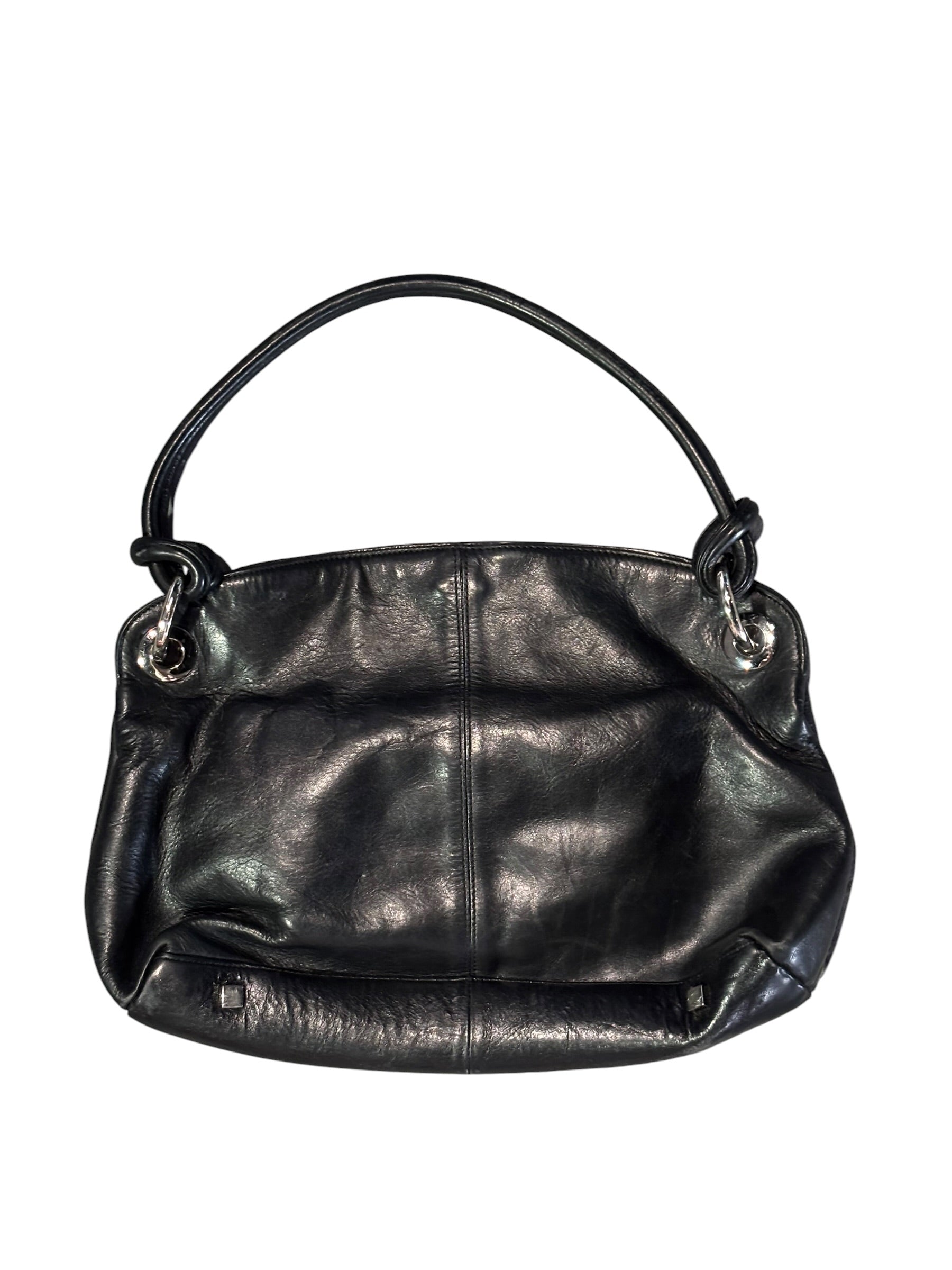 black la diva leather shoulder bag w rings