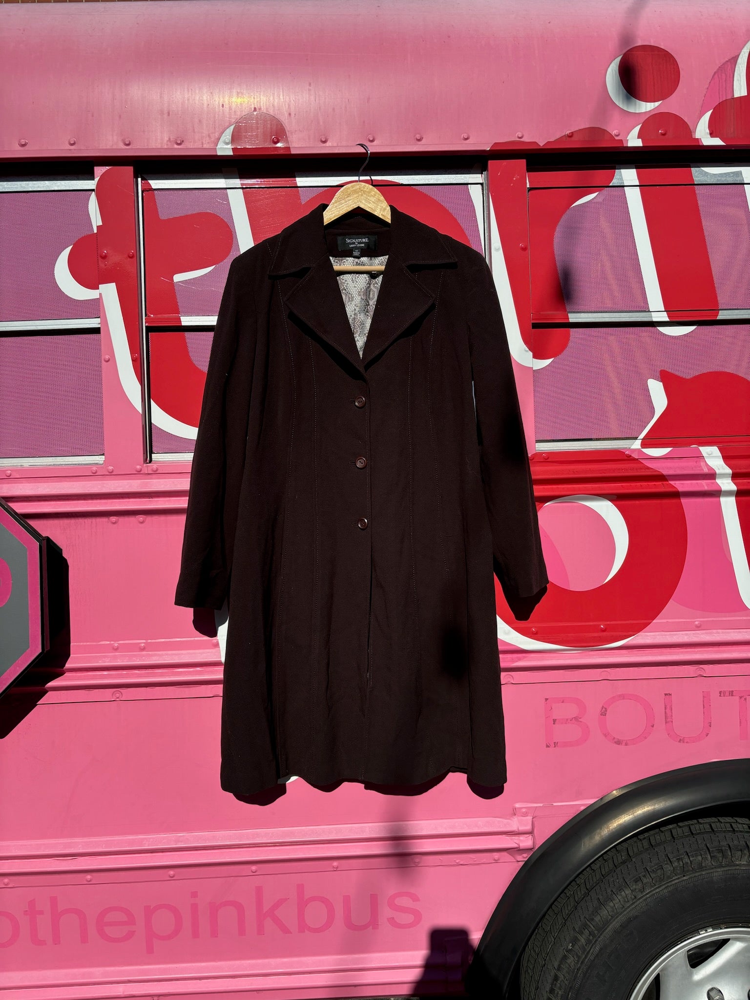 brown signature long coar, 14