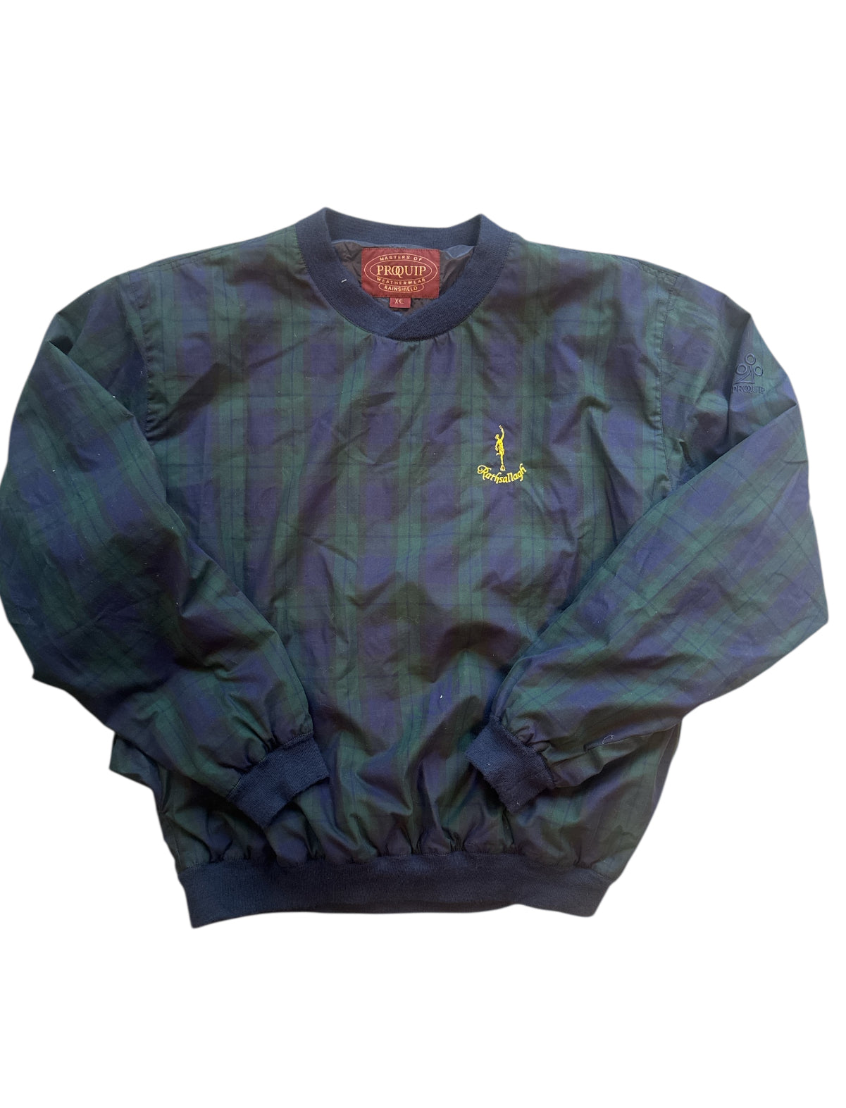 navy green proquip rathsallagh plaid windbreaker pullover, xxl