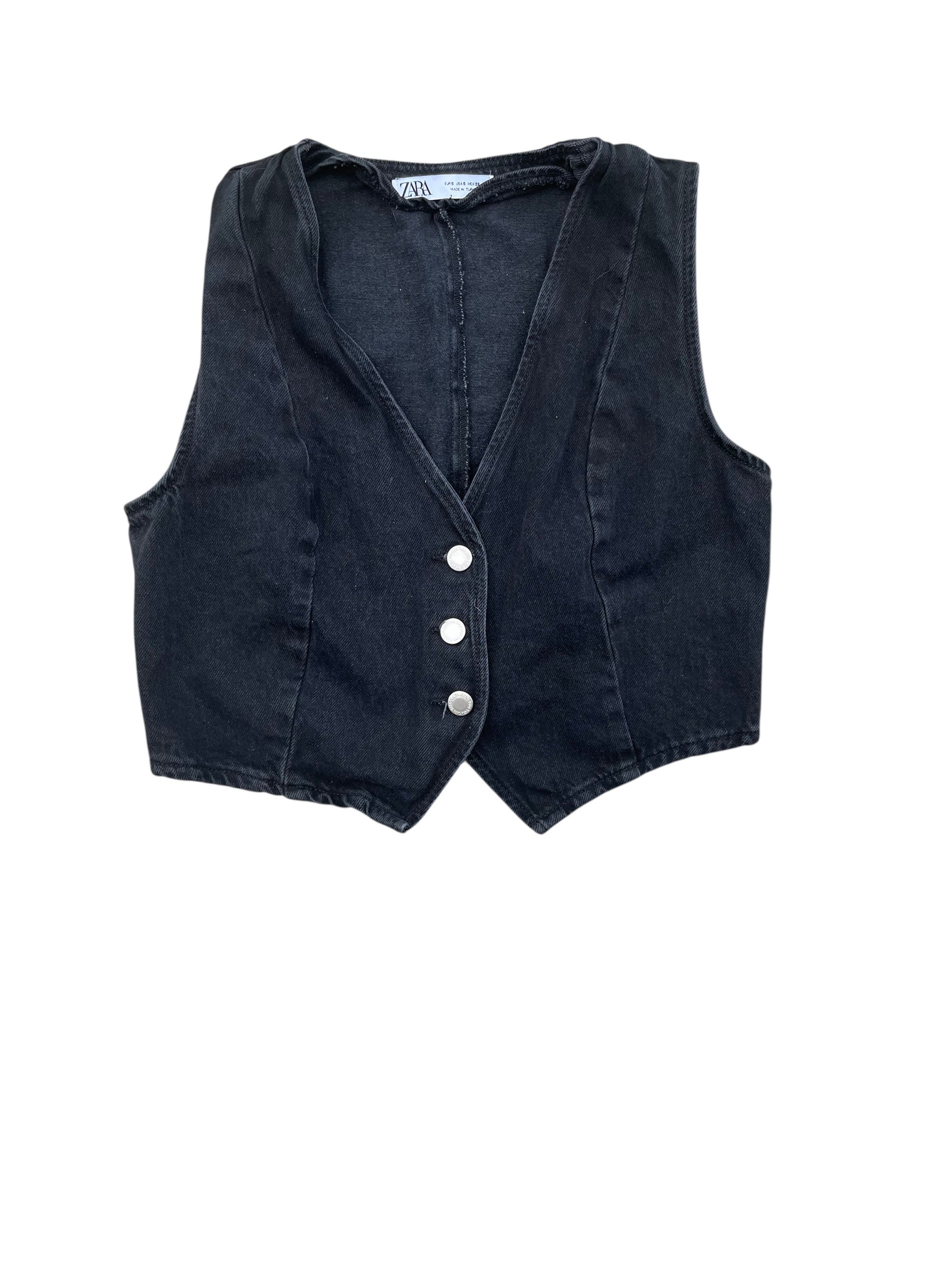 black zara denim vest, s