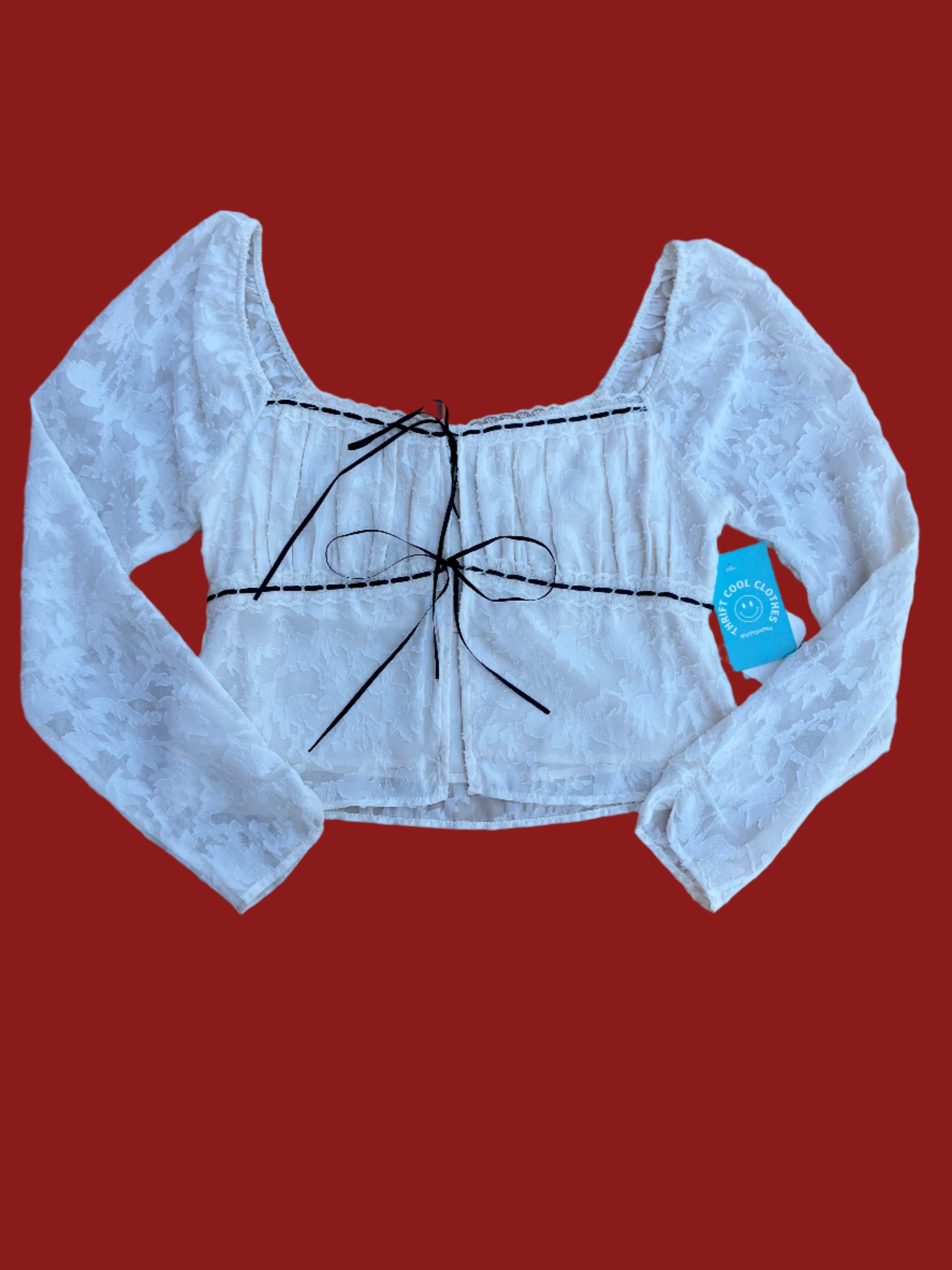 white altard state flowy ls tie top, S